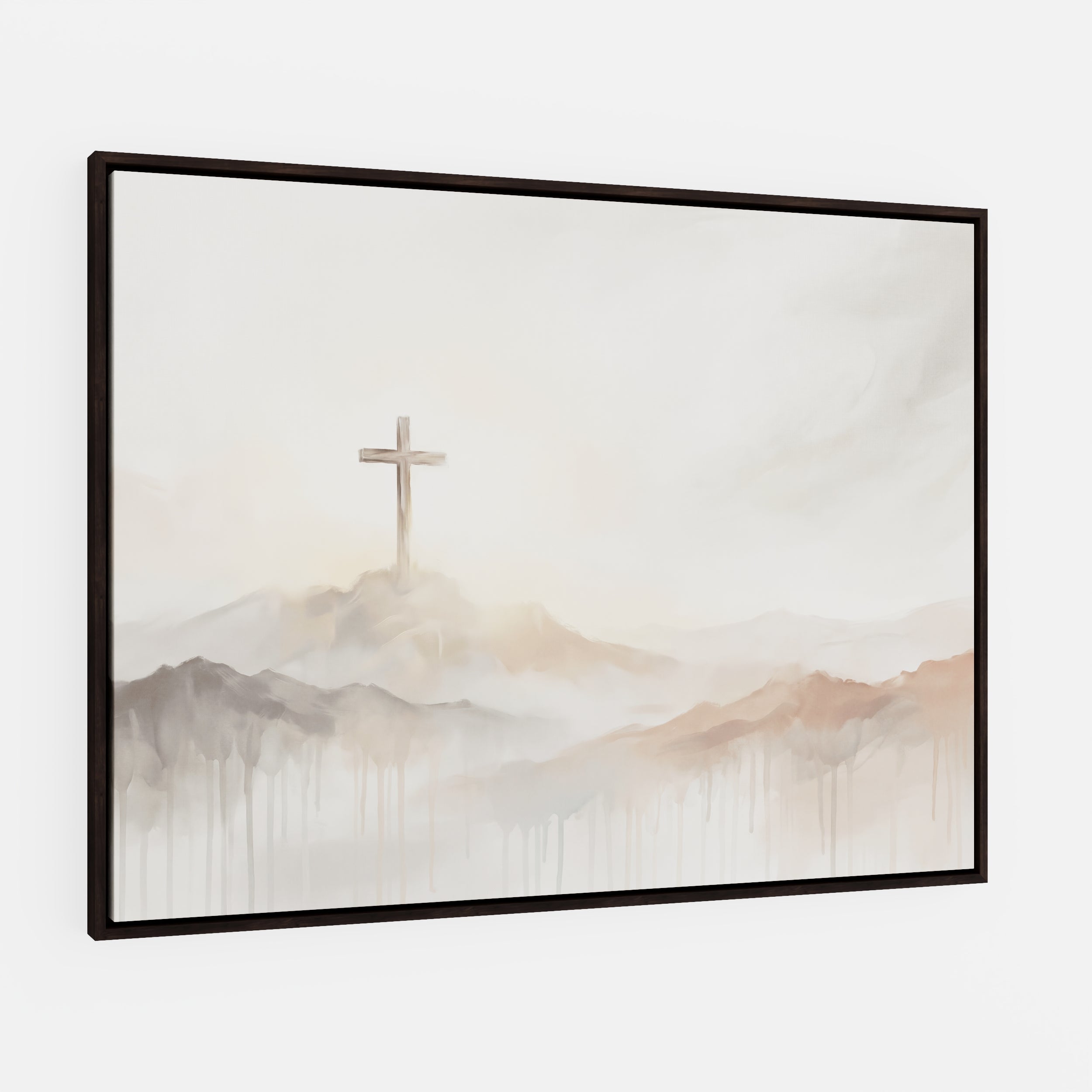 Misty Cross on Mountain - Canvas
