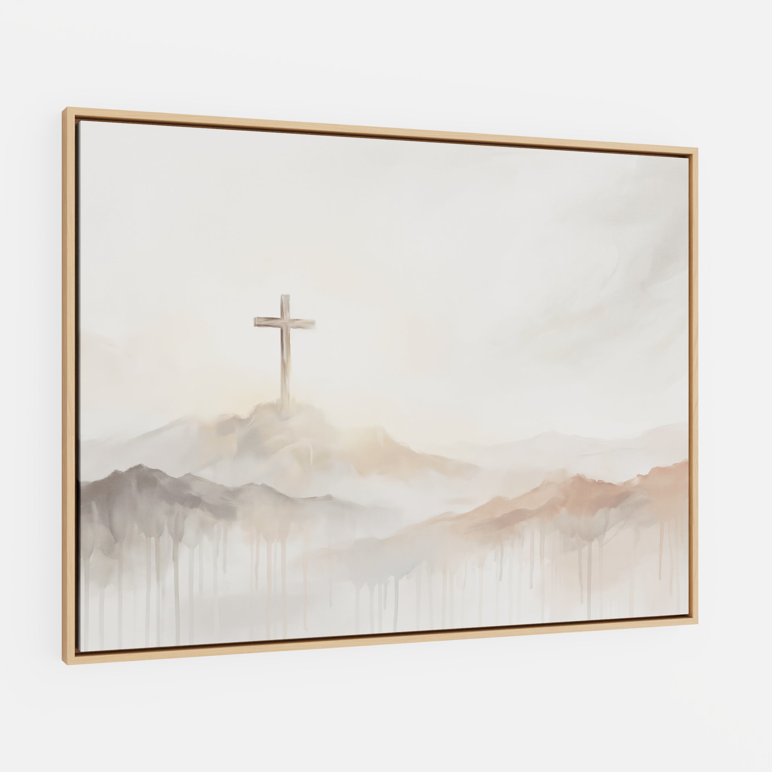 Misty Cross on Mountain - Canvas