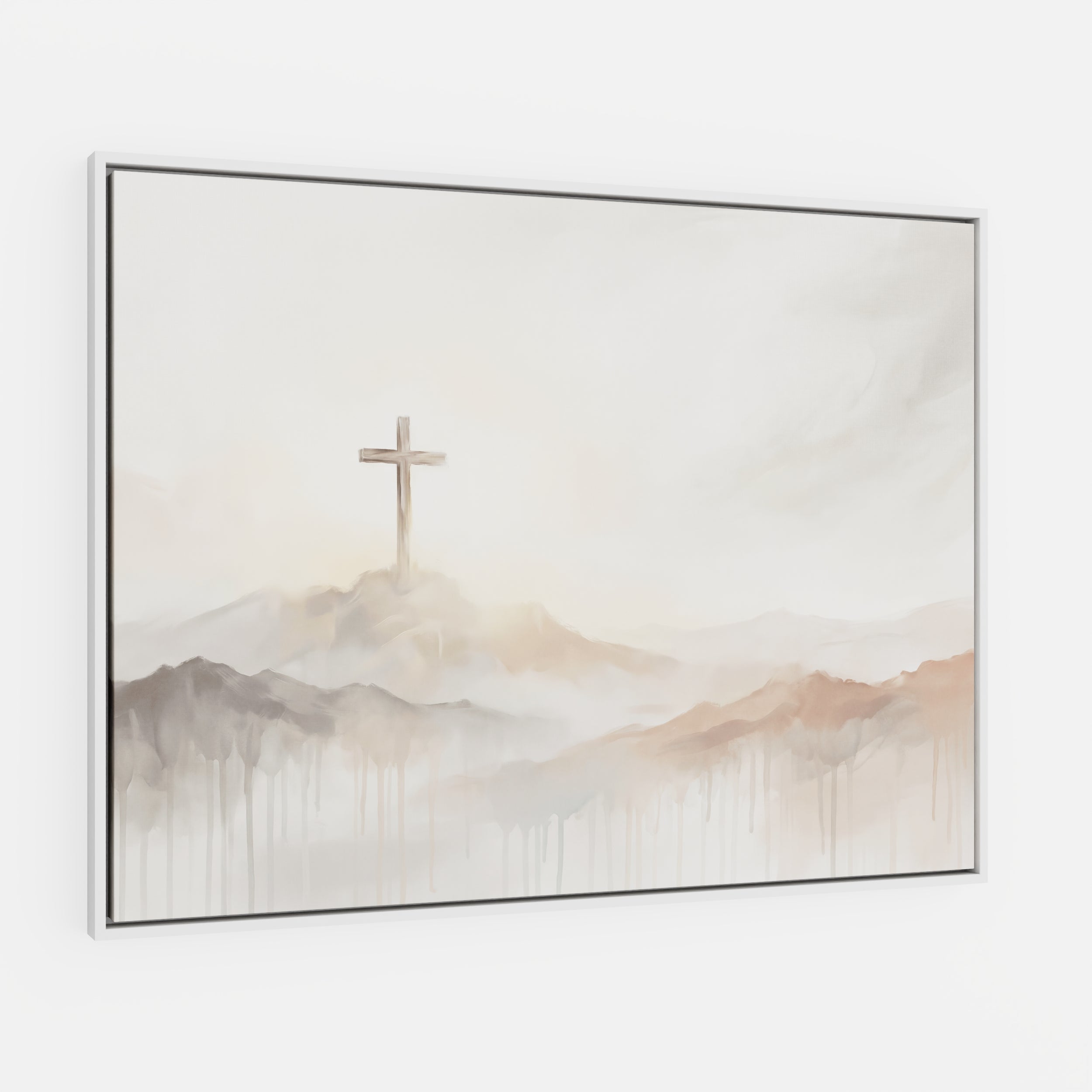 Misty Cross on Mountain - Canvas