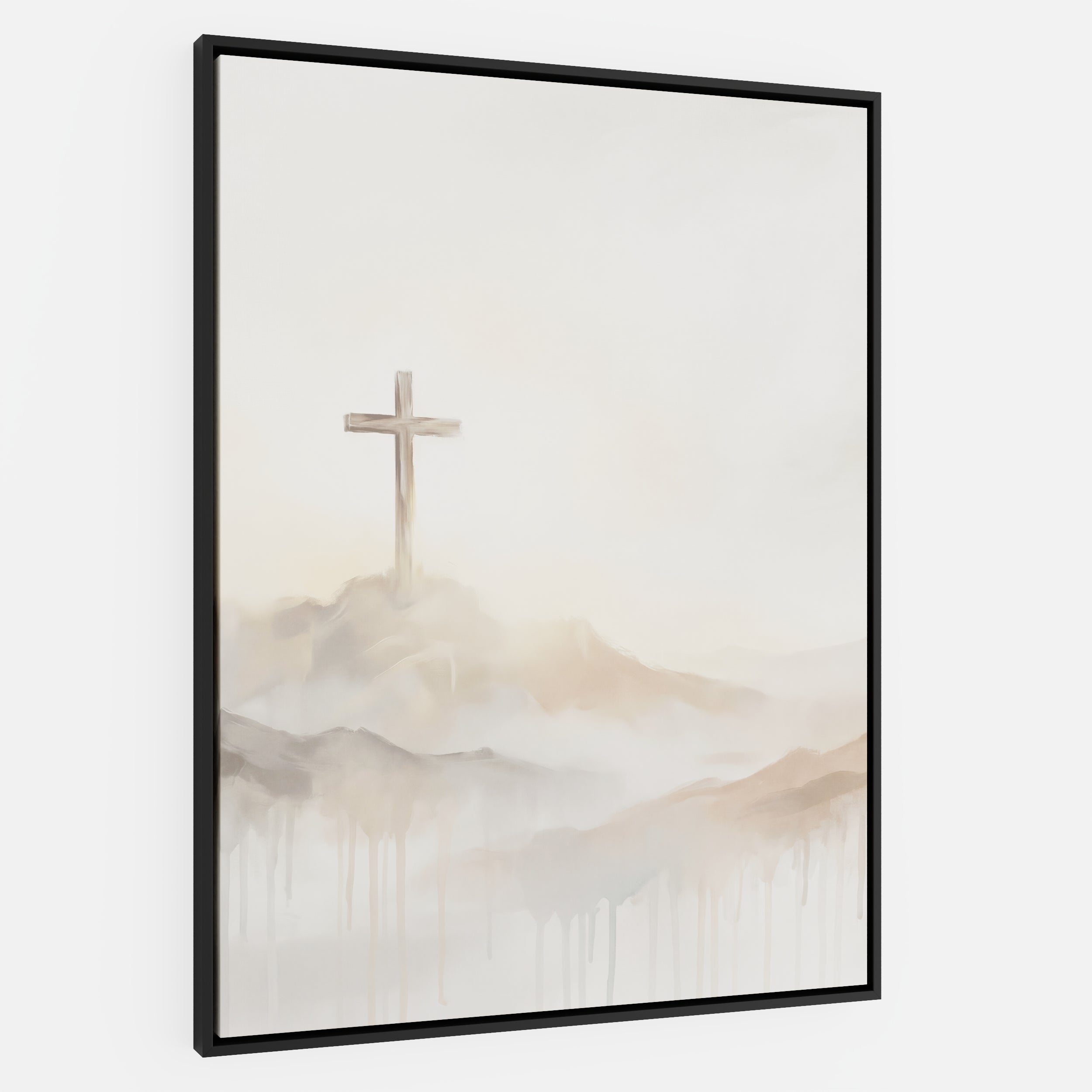 Misty Cross on Mountain - Canvas