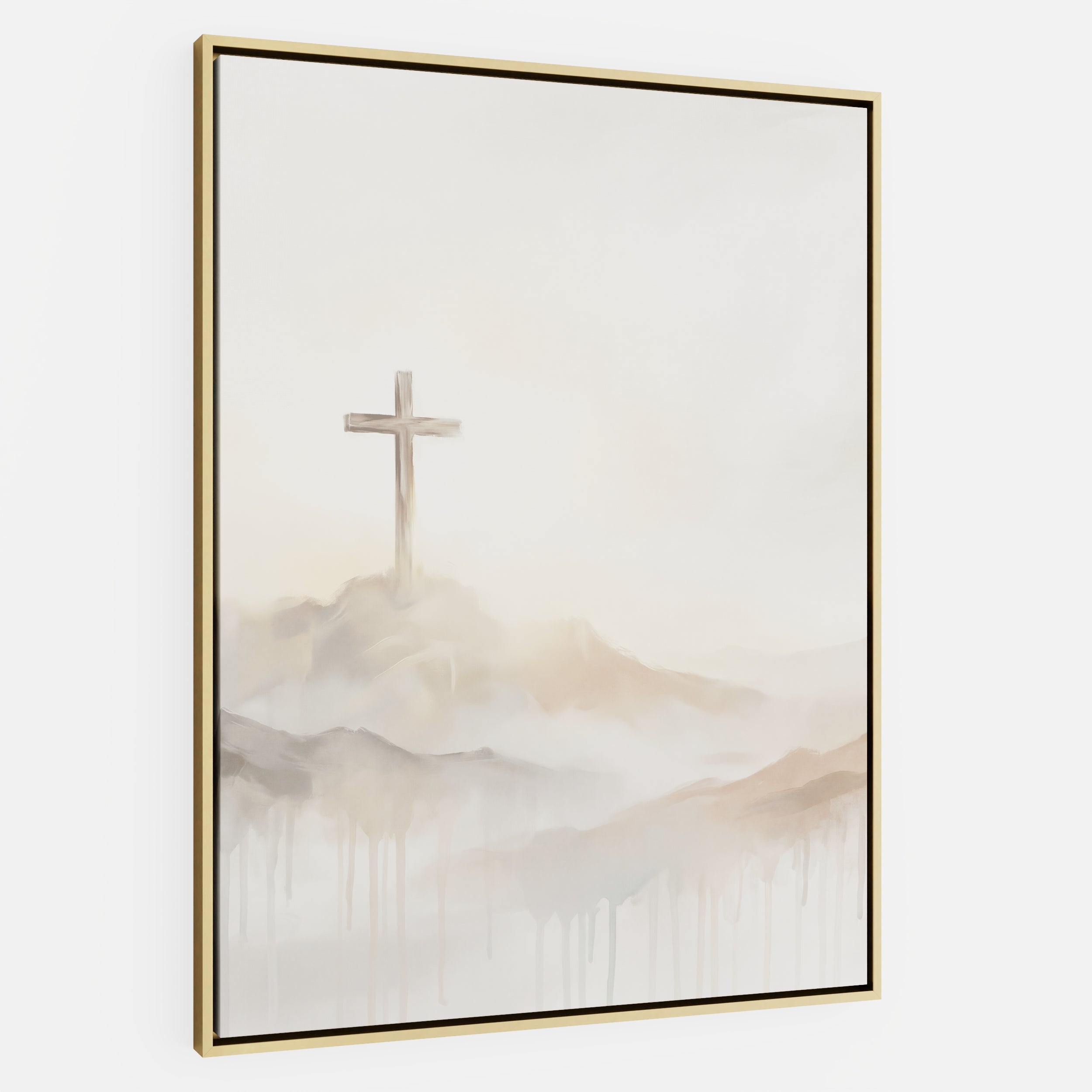 Misty Cross on Mountain - Canvas