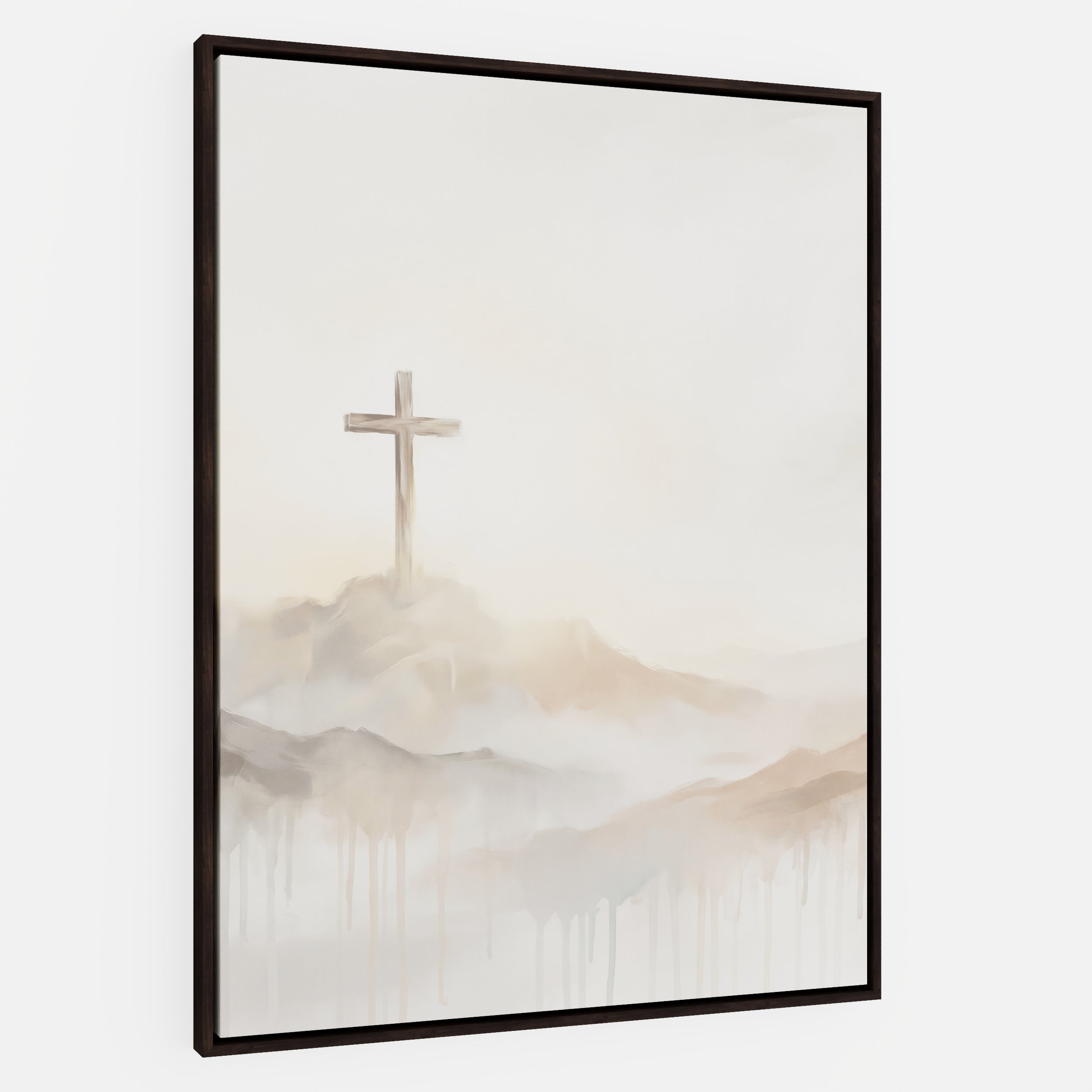 Misty Cross on Mountain - Canvas