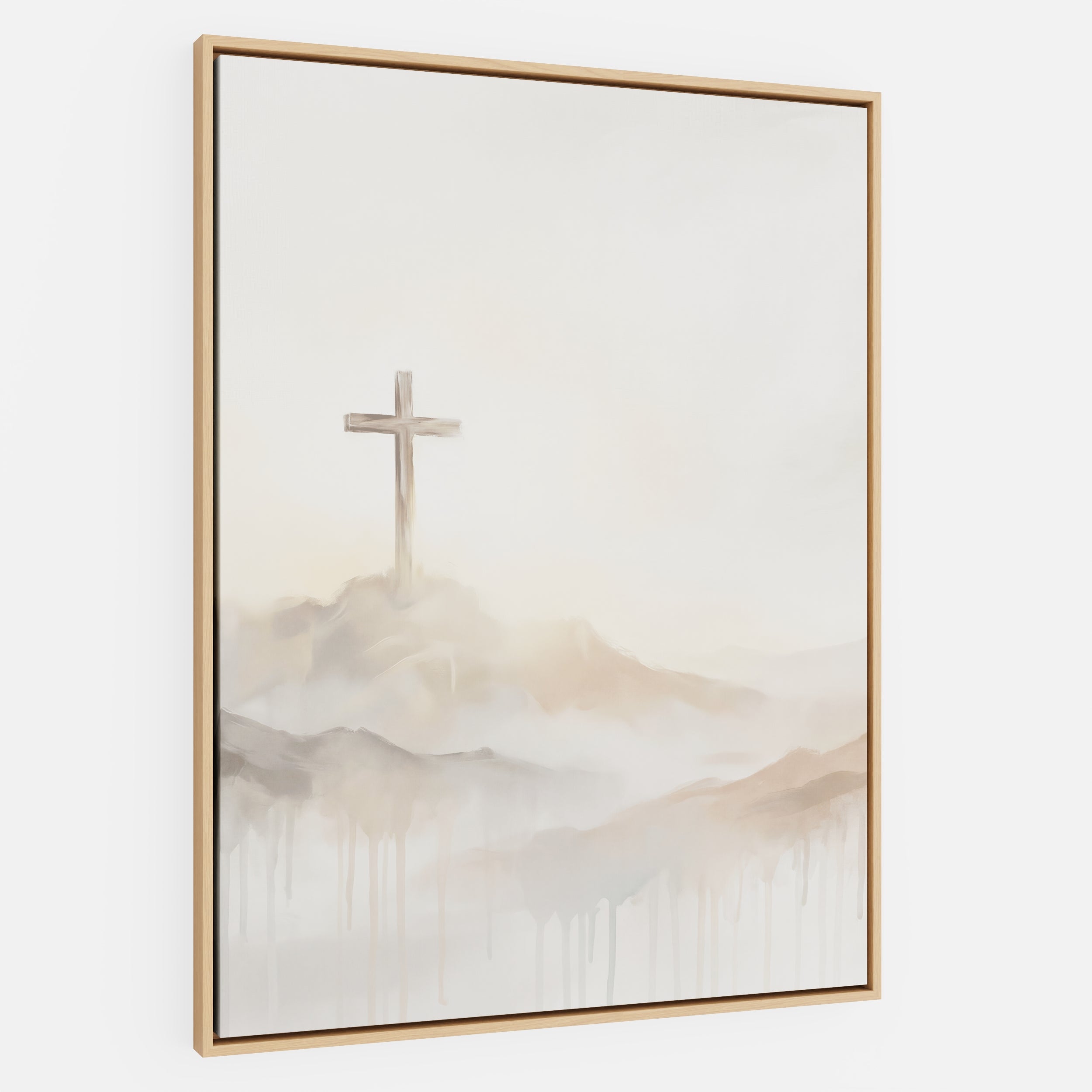 Misty Cross on Mountain - Canvas