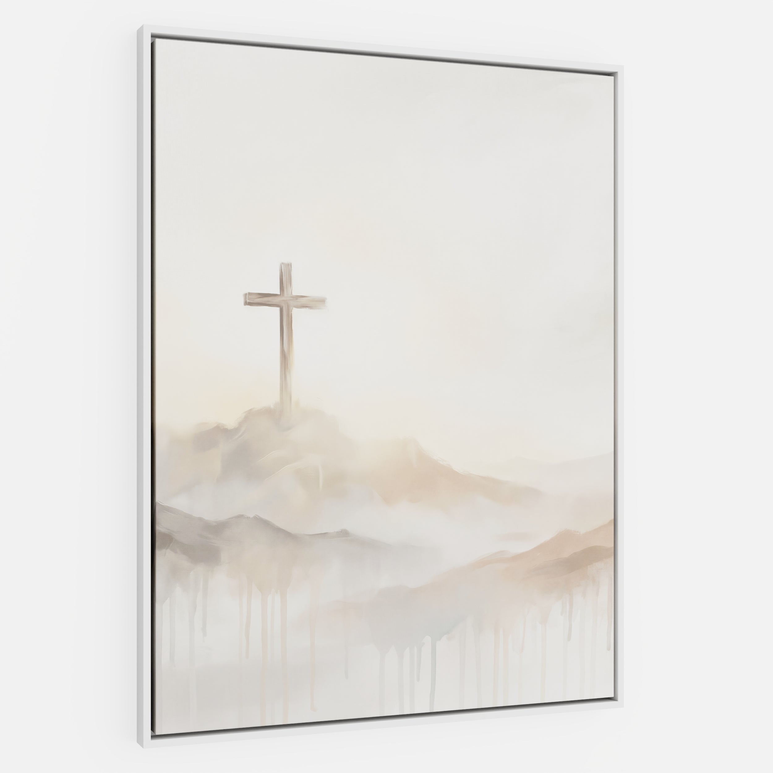 Misty Cross on Mountain - Canvas