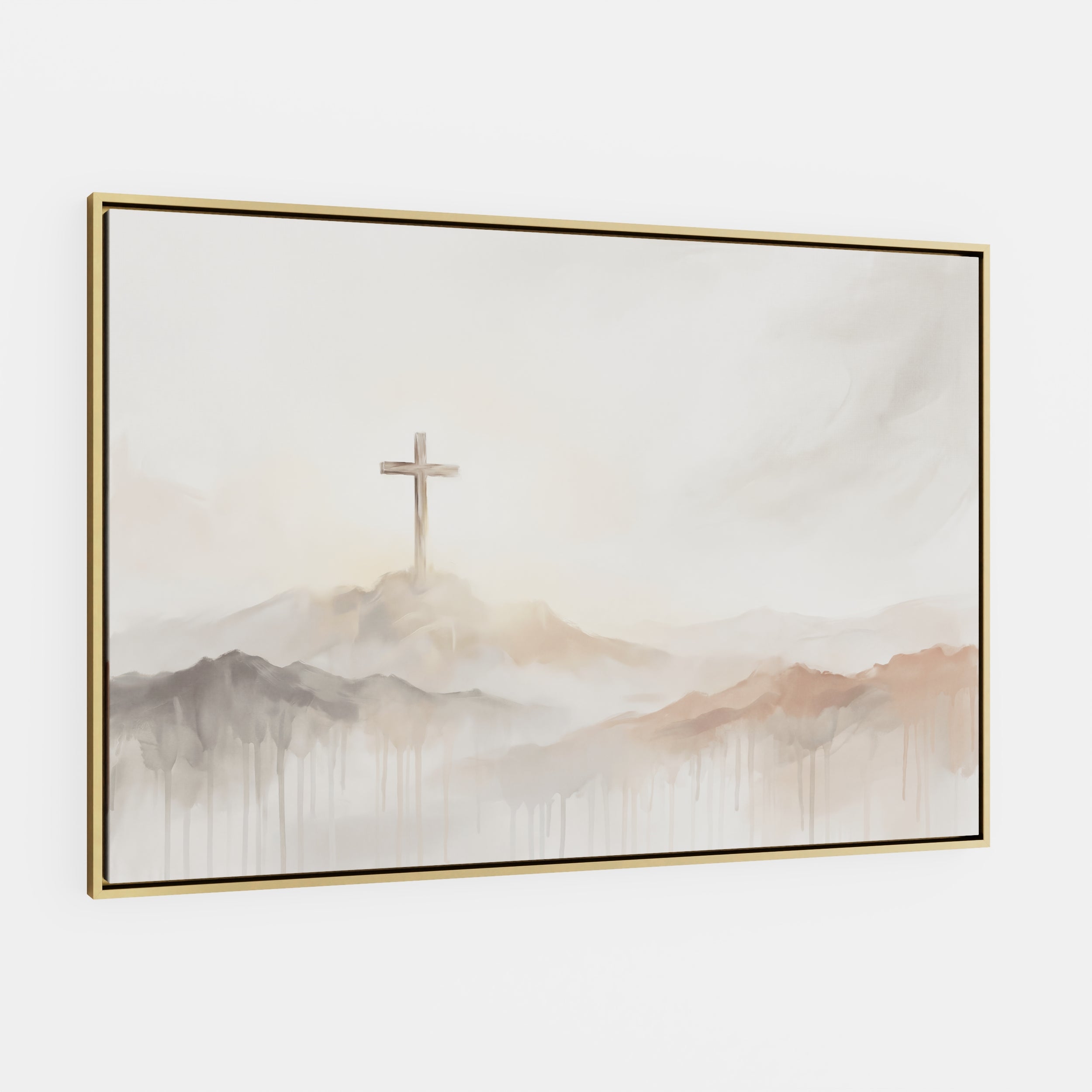 Misty Cross on Mountain - Canvas