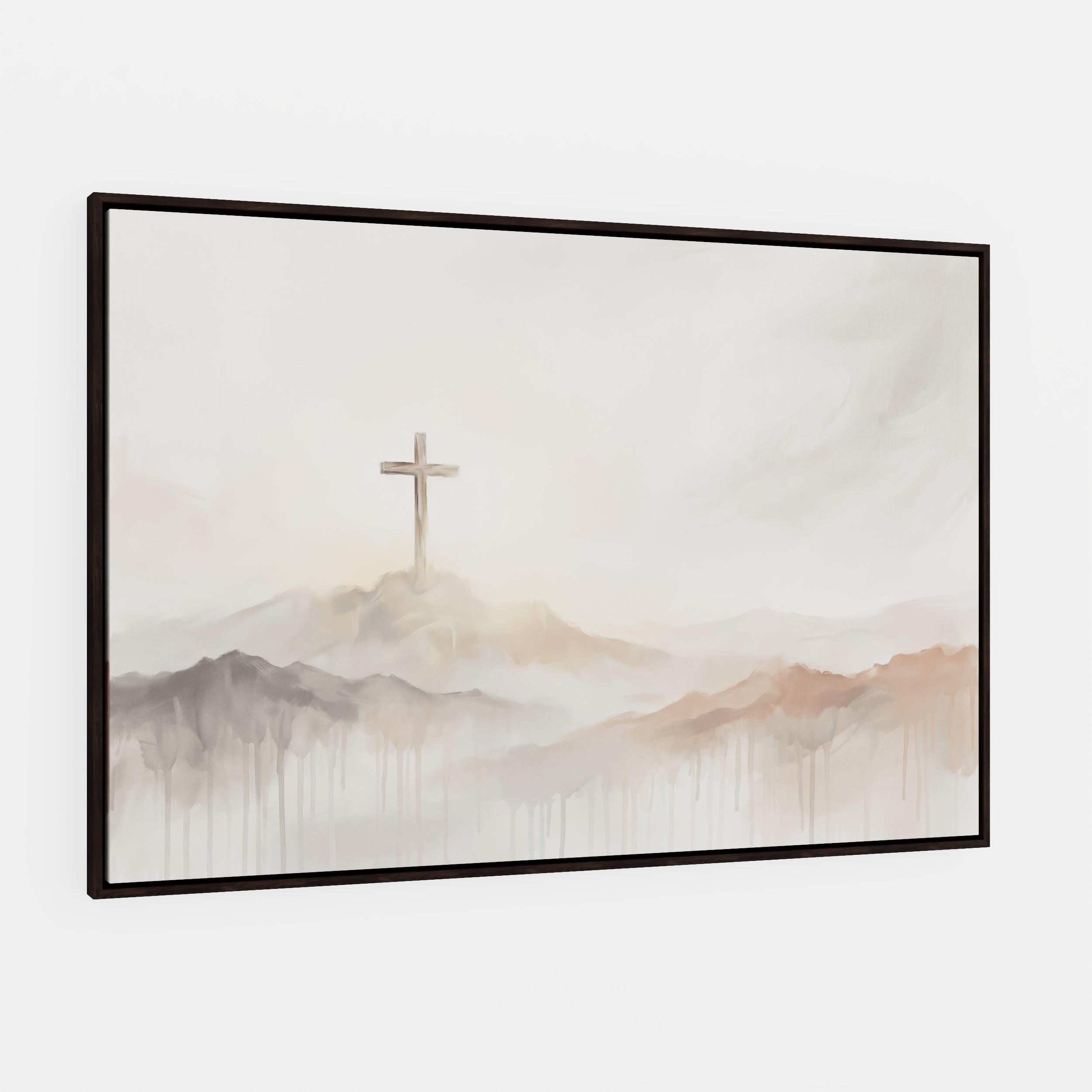 Misty Cross on Mountain - Canvas