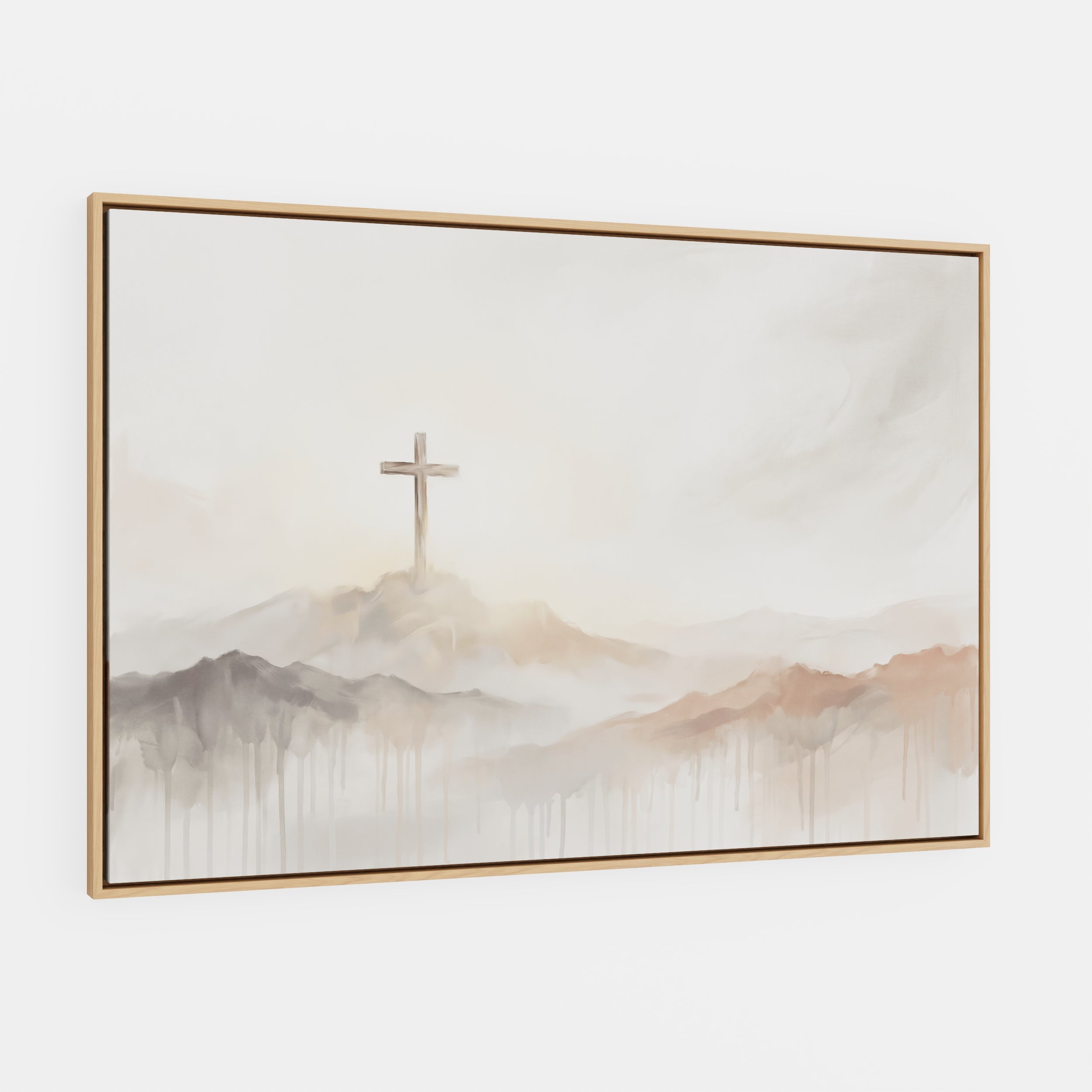 Misty Cross on Mountain - Canvas
