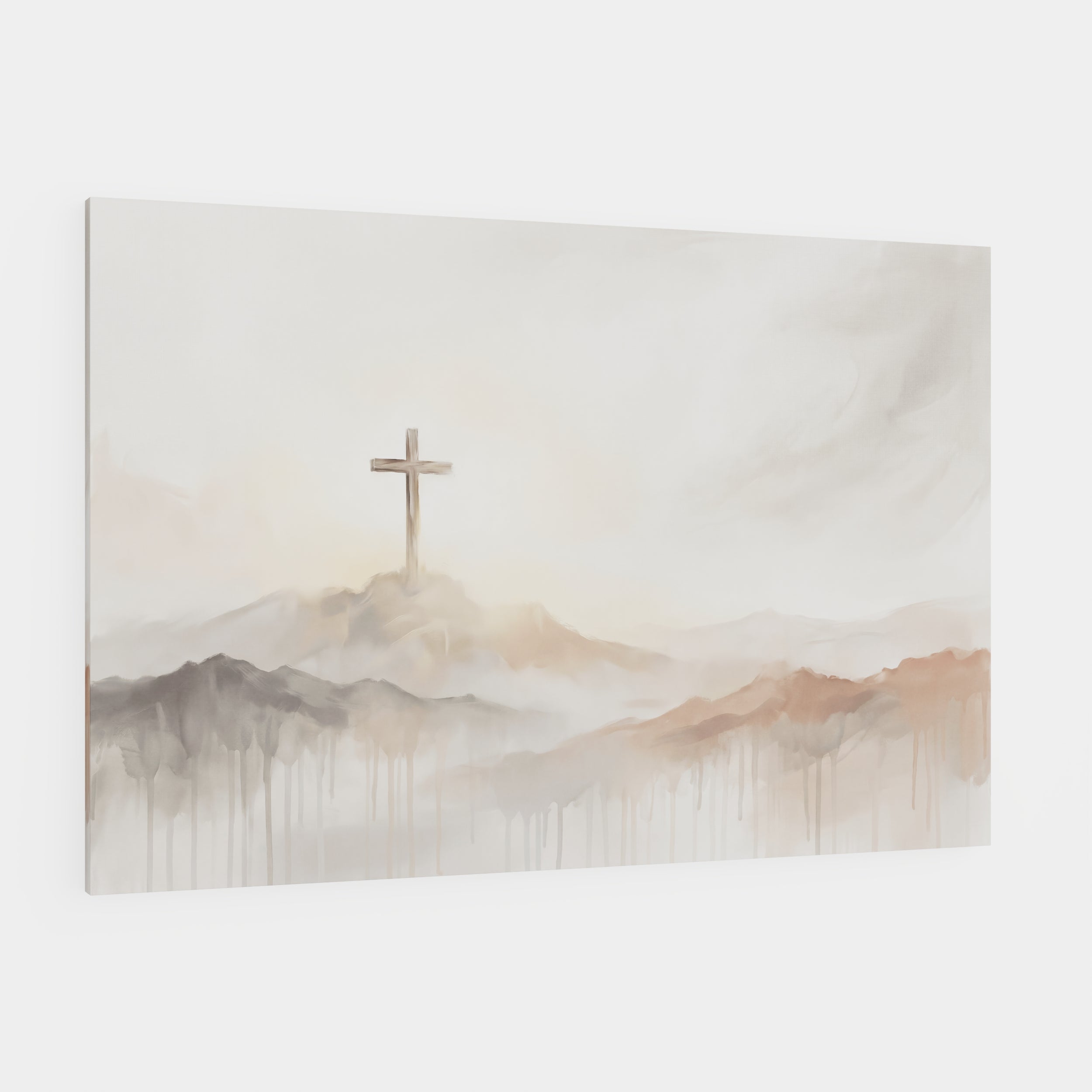Misty Cross on Mountain - Canvas