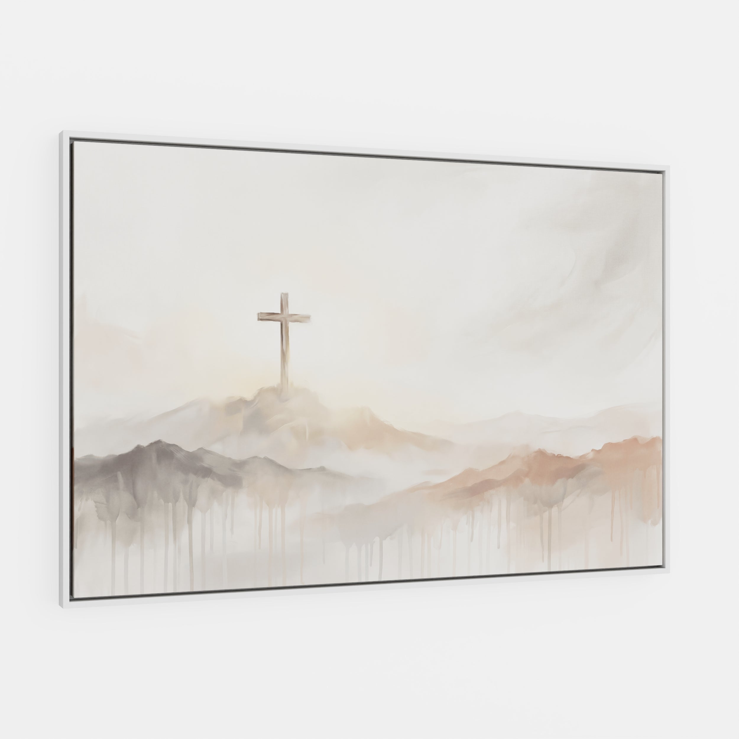 Misty Cross on Mountain - Canvas