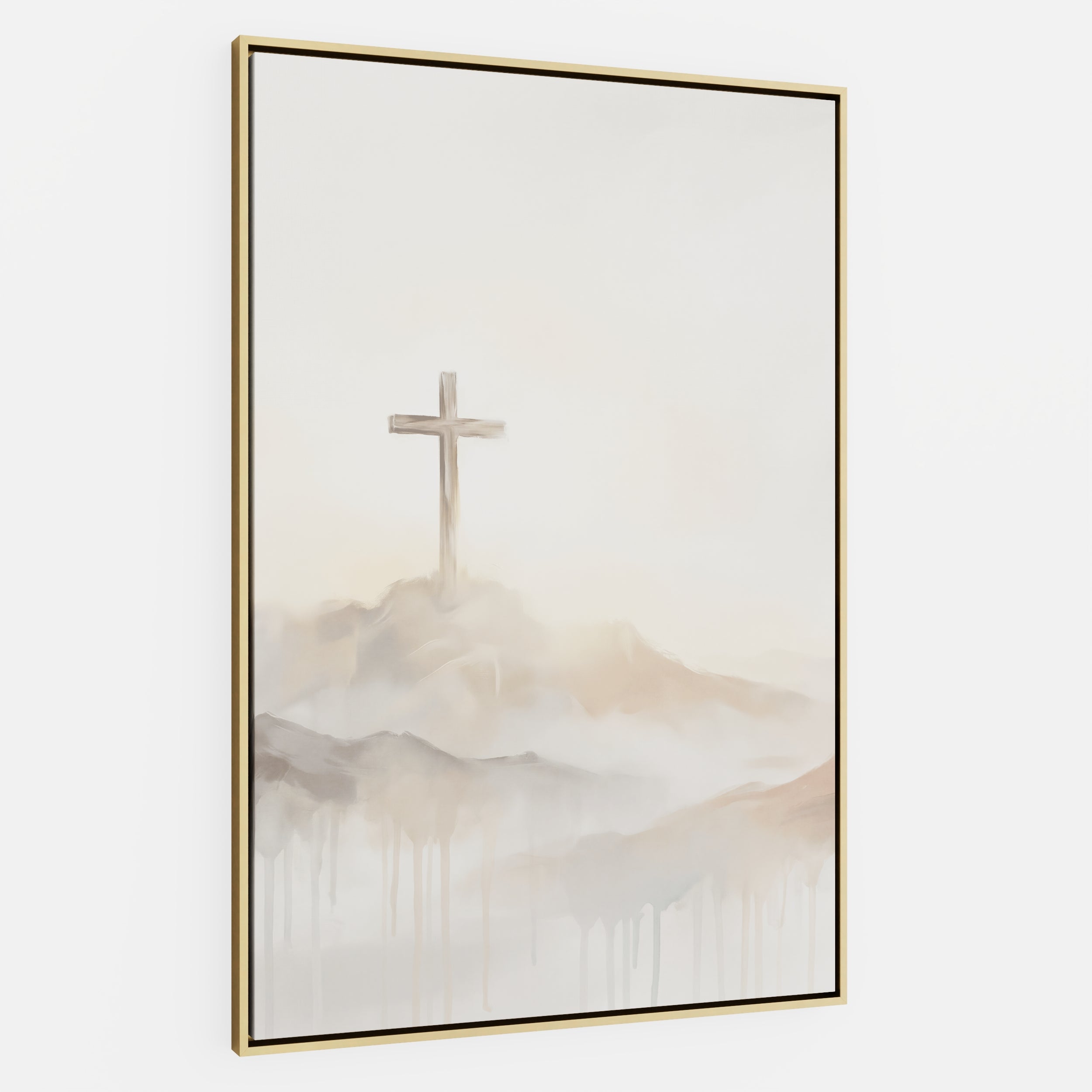 Misty Cross on Mountain - Canvas