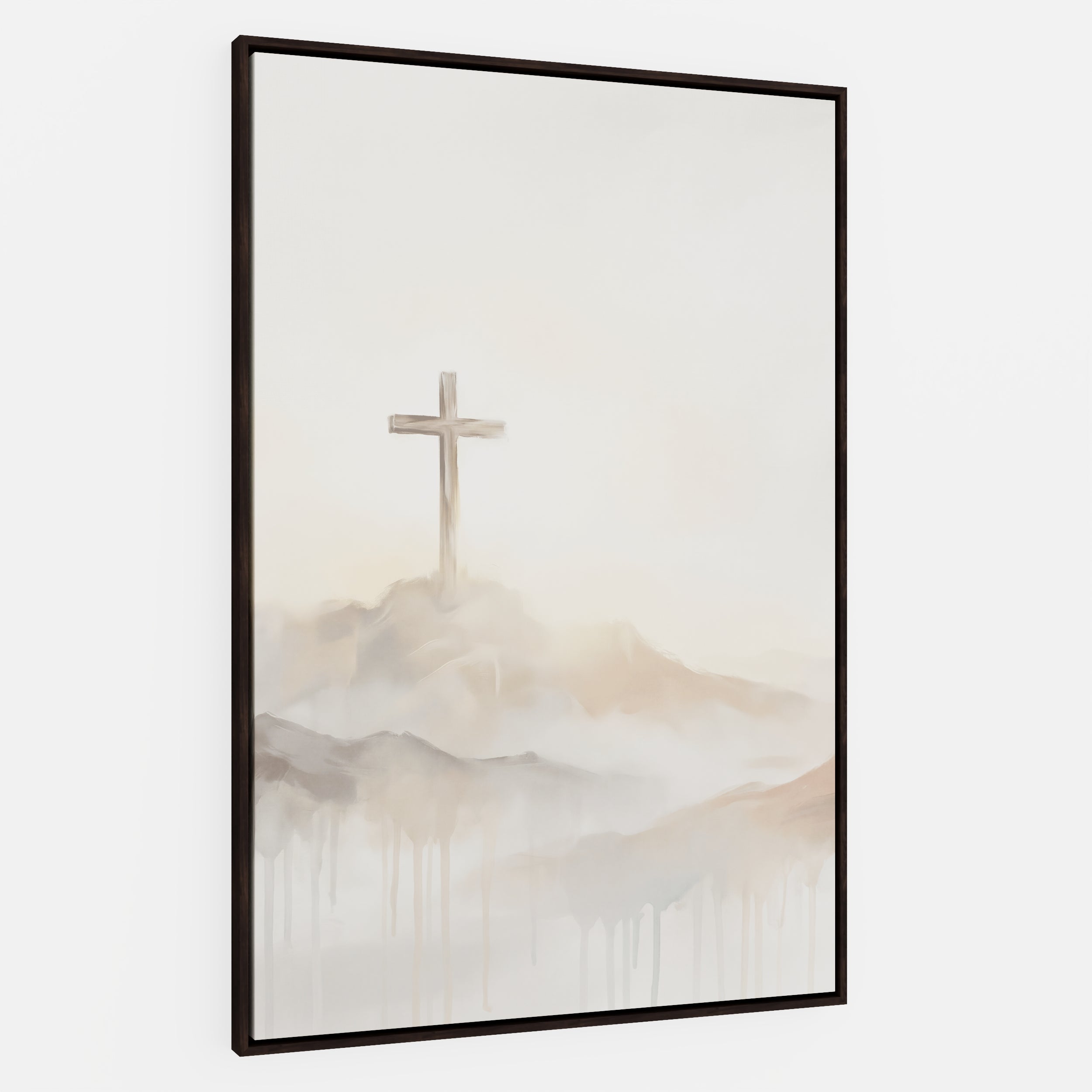 Misty Cross on Mountain - Canvas