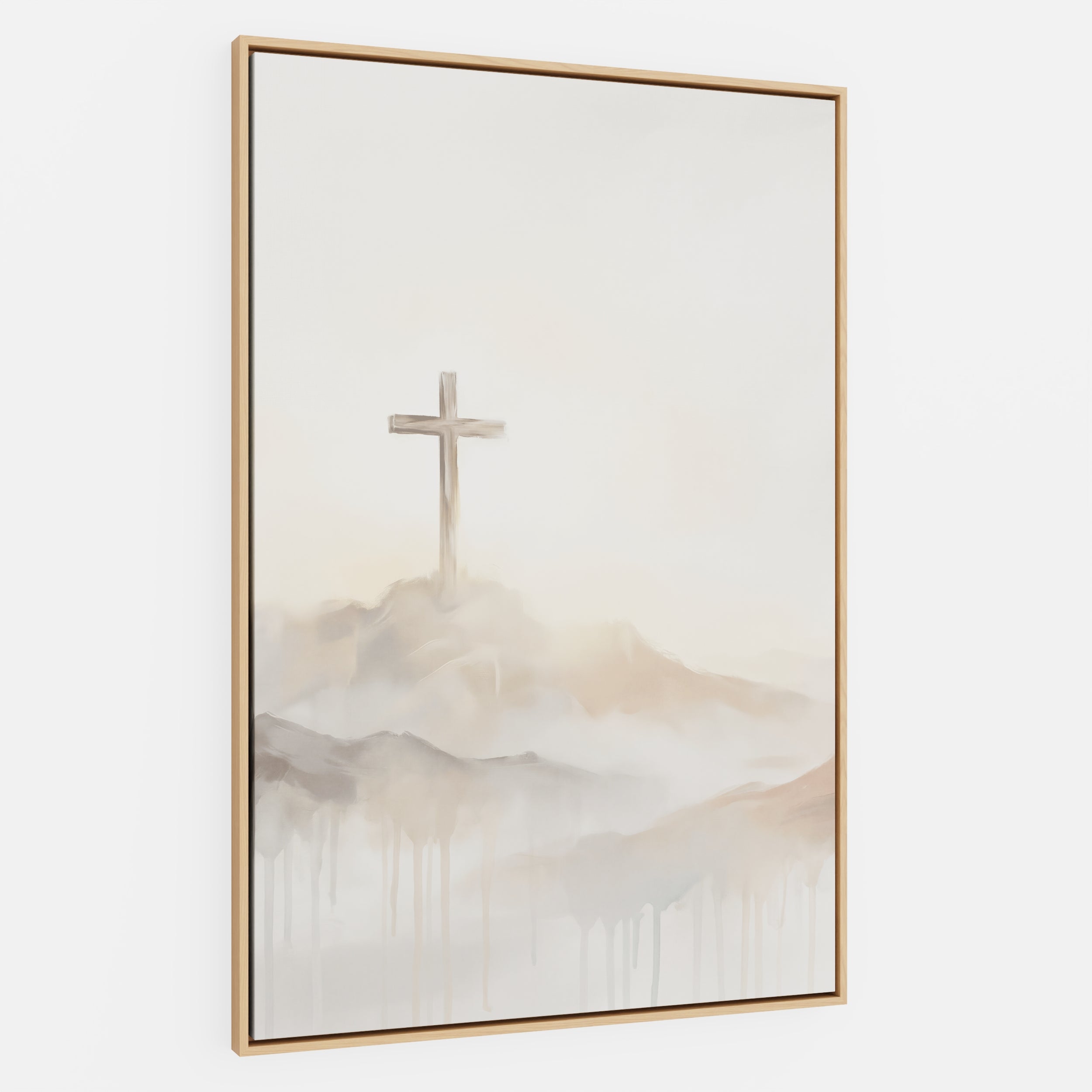 Misty Cross on Mountain - Canvas