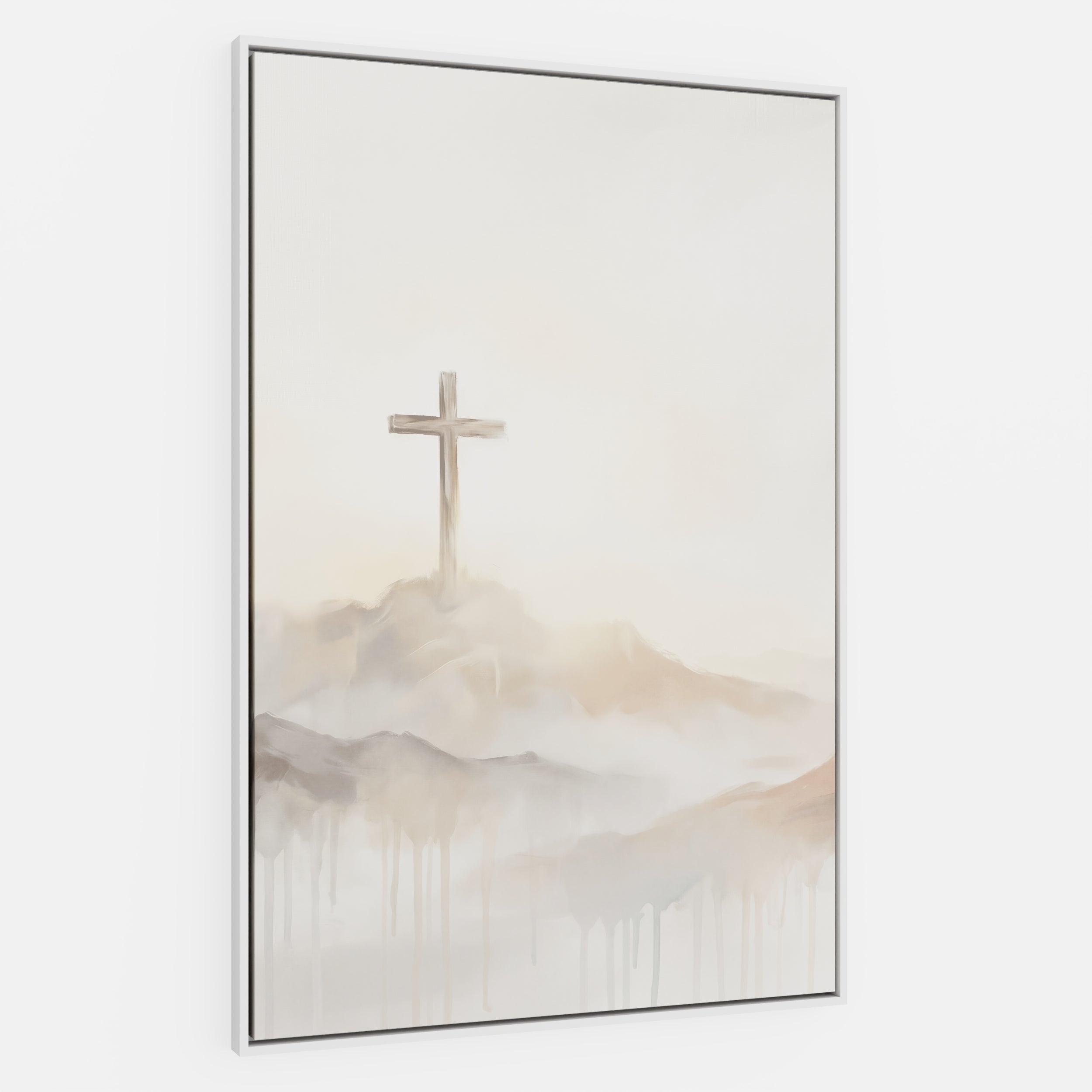 Misty Cross on Mountain - Canvas
