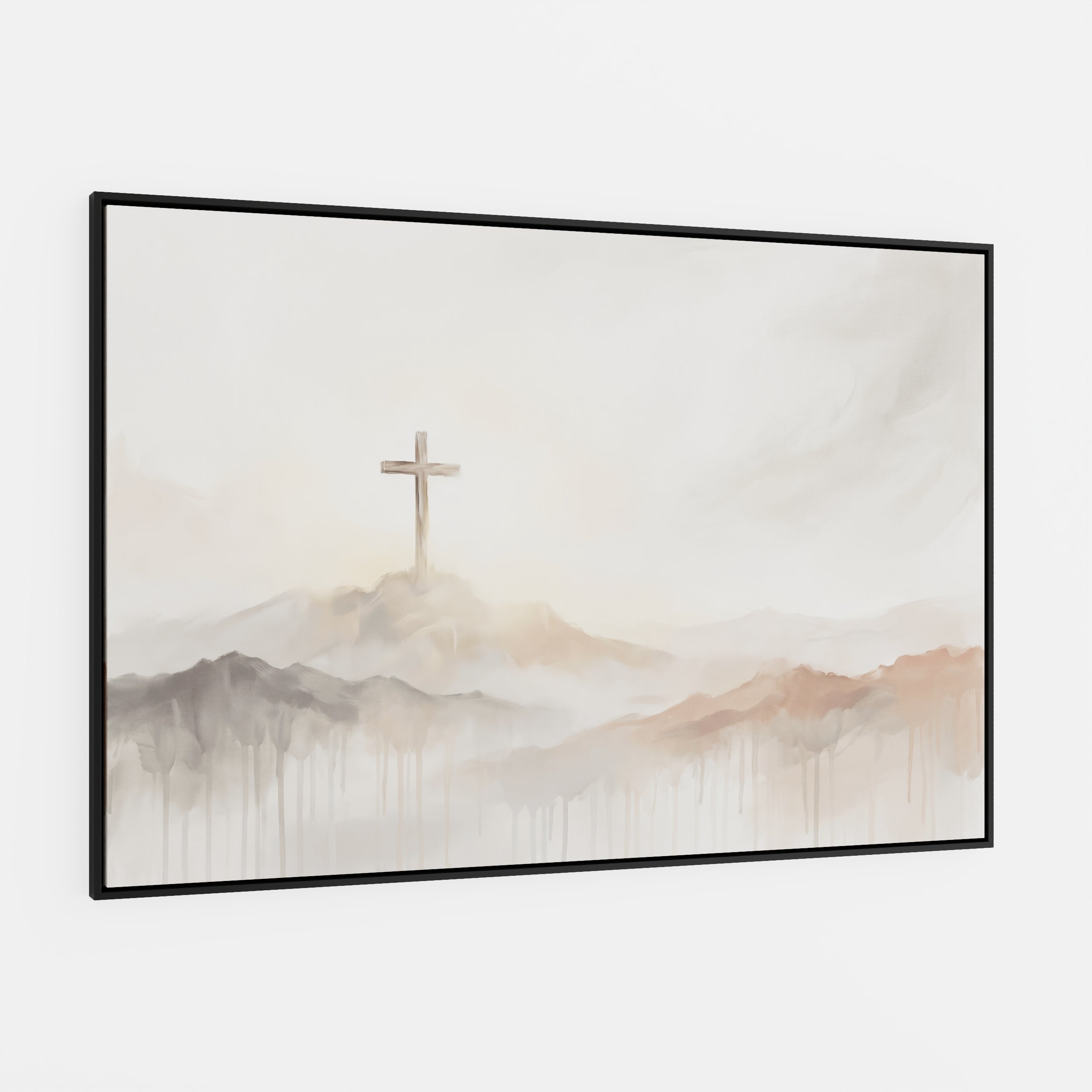 Misty Cross on Mountain - Canvas