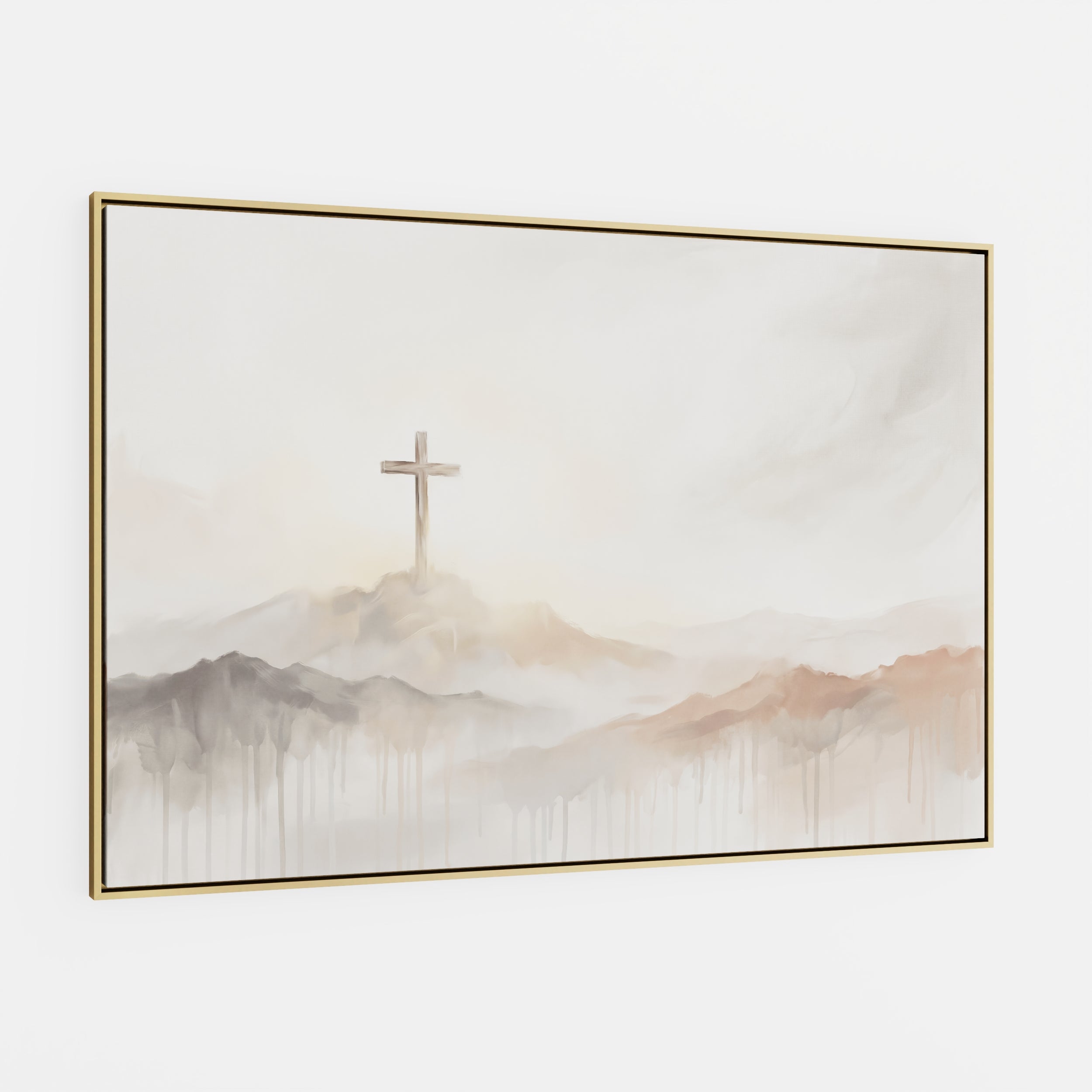 Misty Cross on Mountain - Canvas