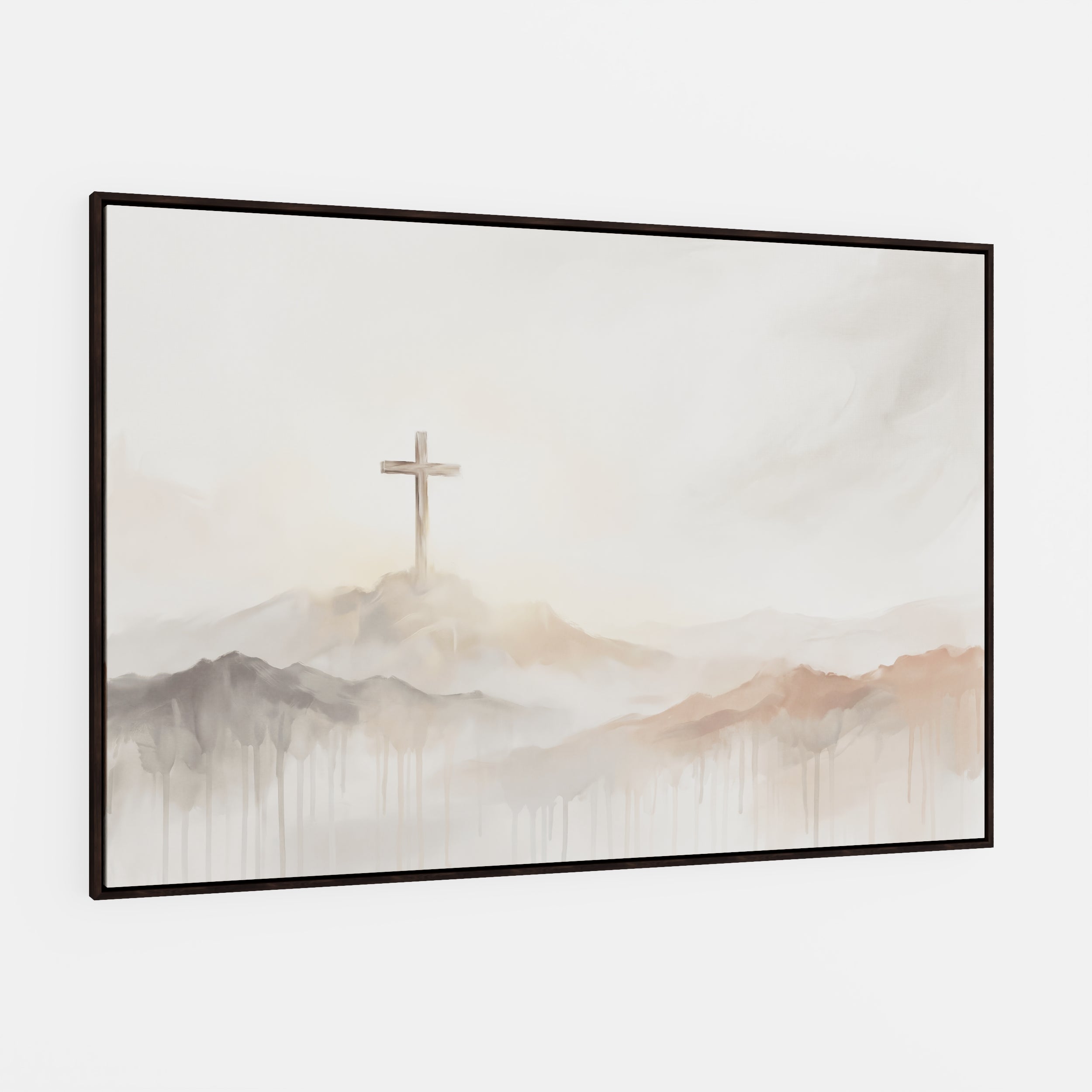 Misty Cross on Mountain - Canvas