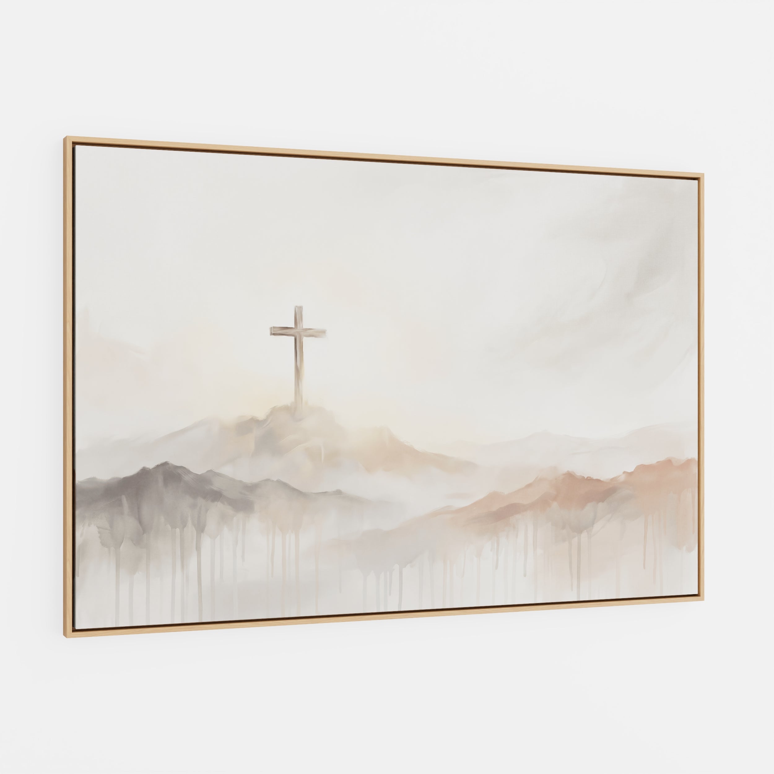 Misty Cross on Mountain - Canvas