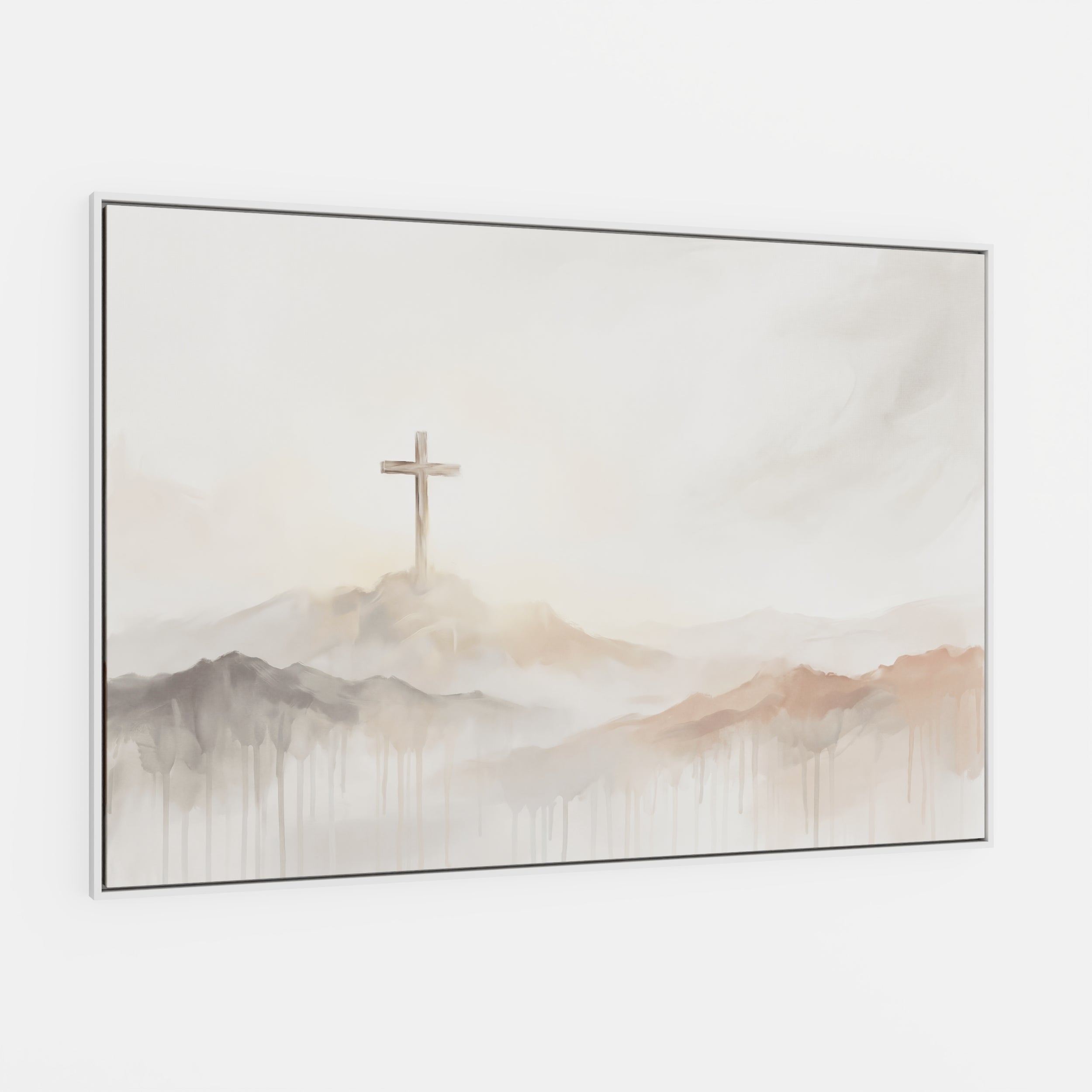 Misty Cross on Mountain - Canvas