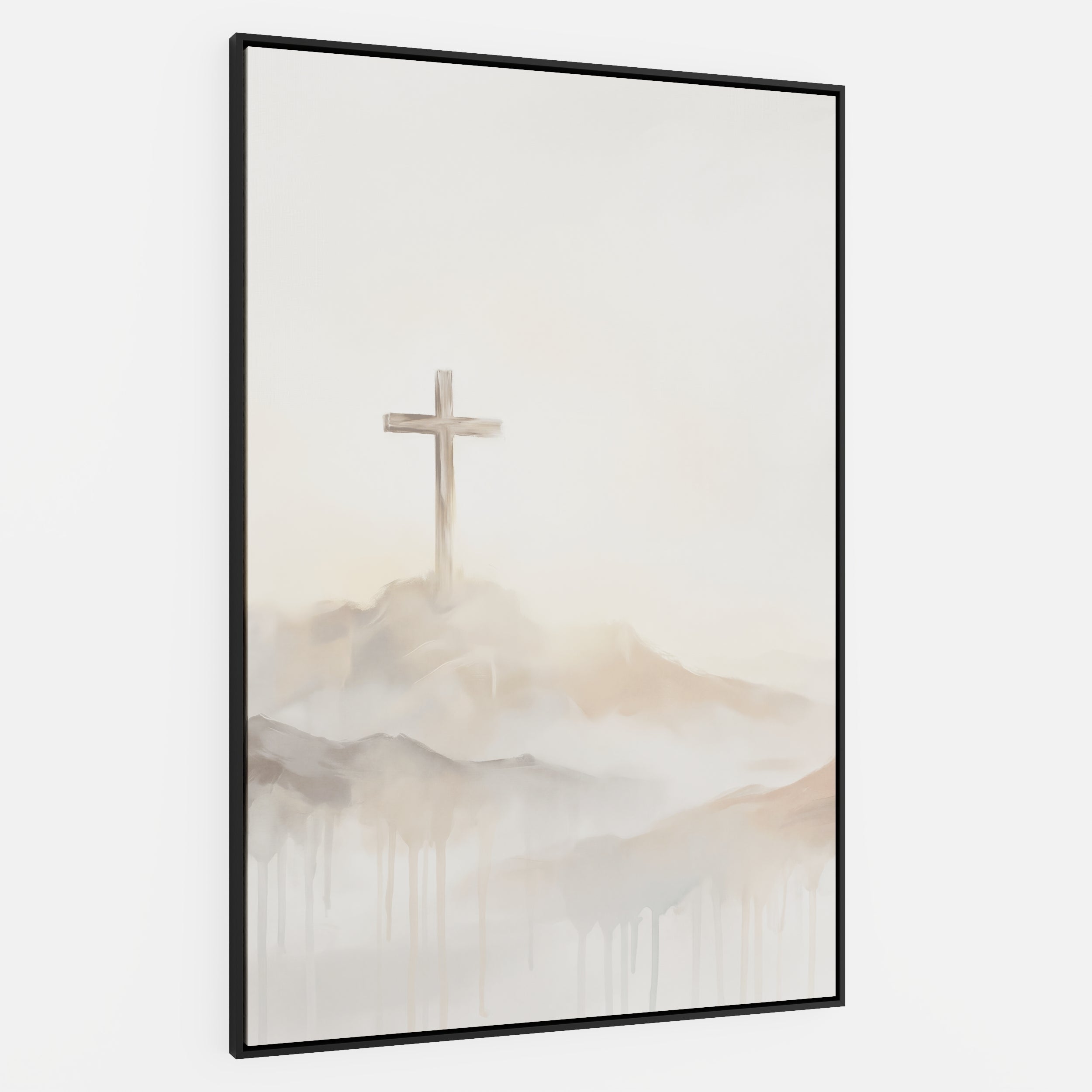 Misty Cross on Mountain - Canvas