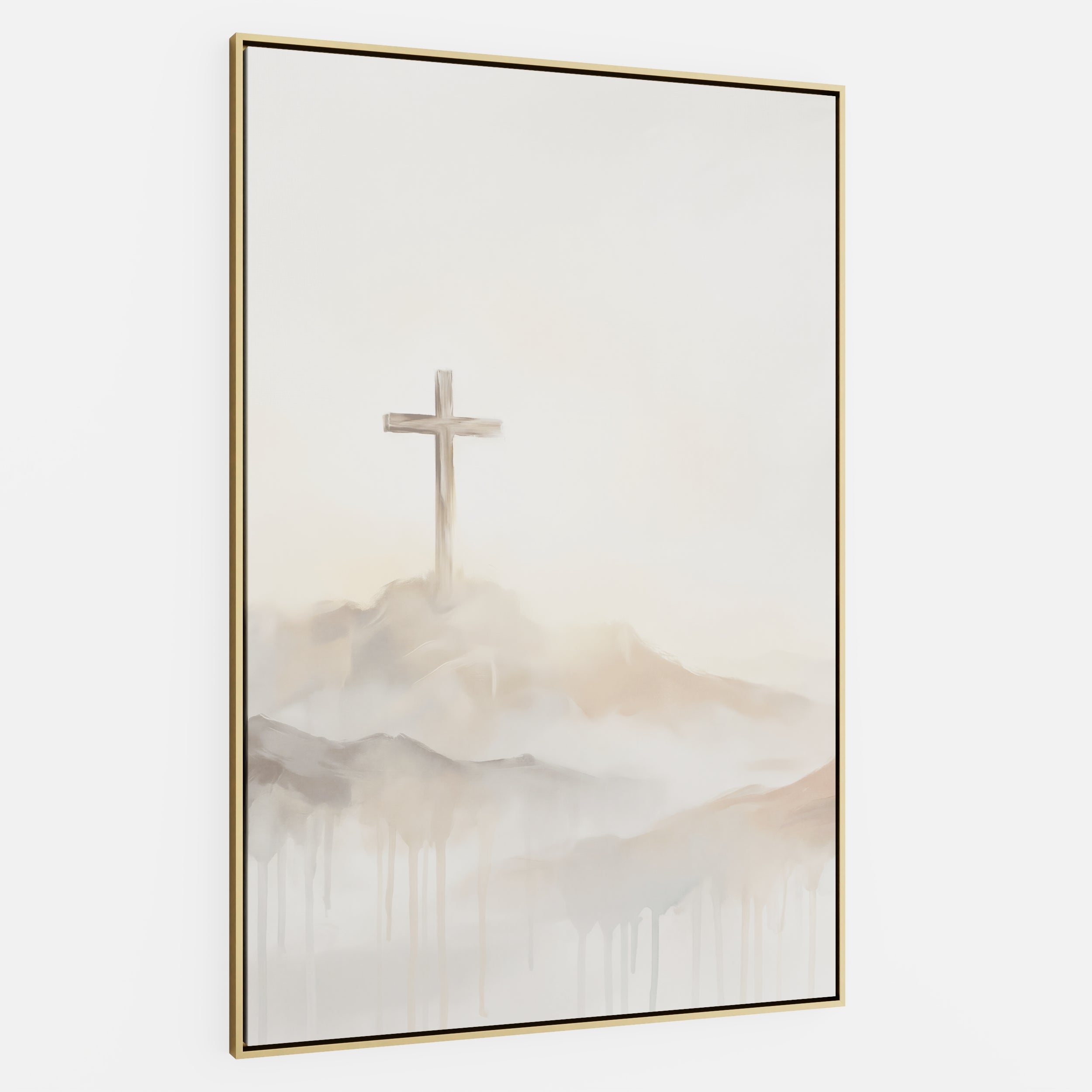 Misty Cross on Mountain - Canvas