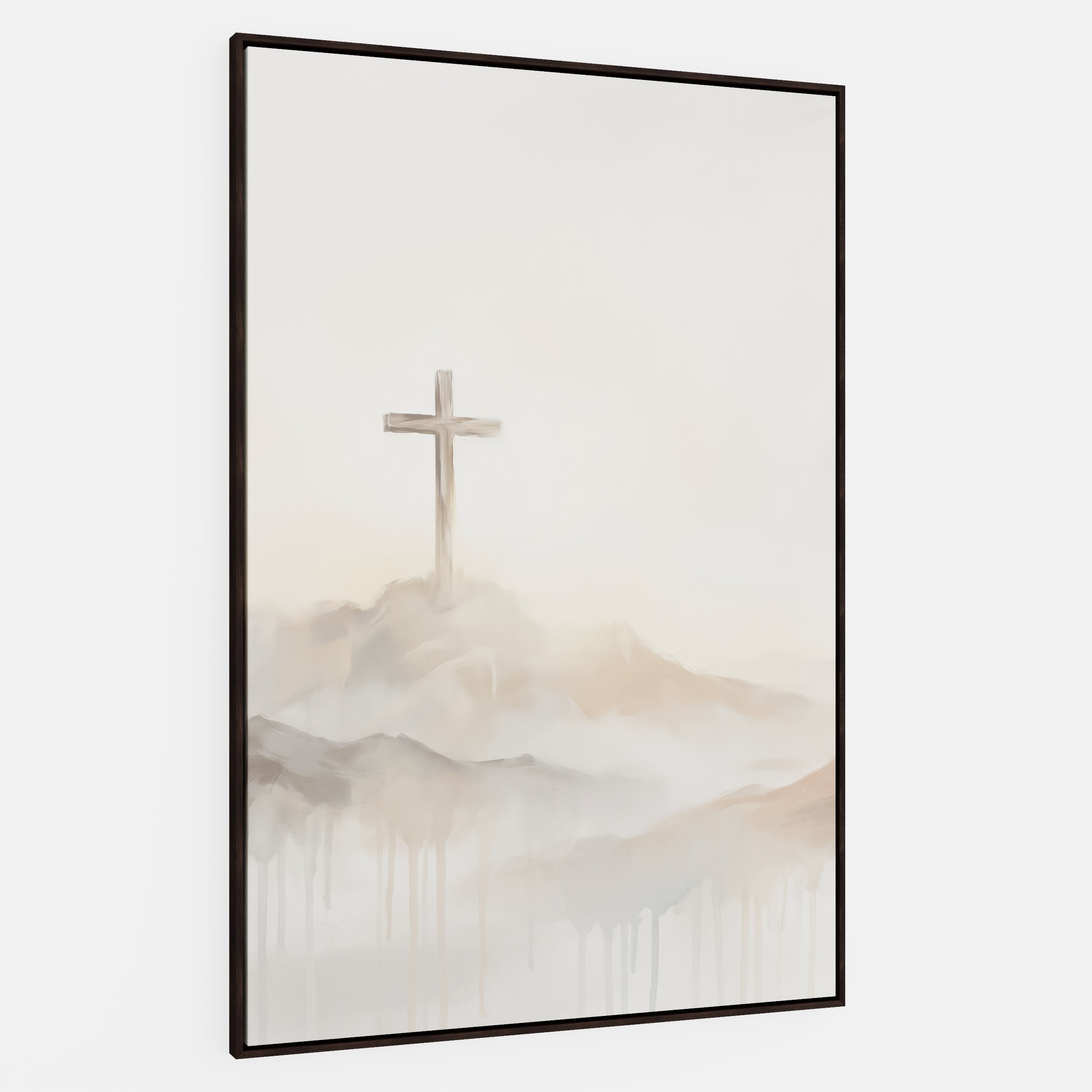 Misty Cross on Mountain - Canvas