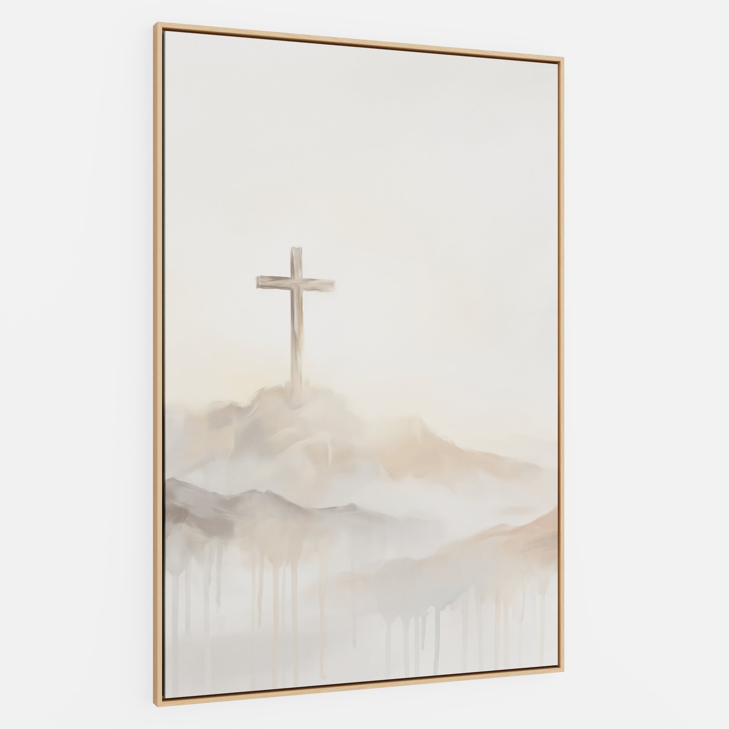 Misty Cross on Mountain - Canvas