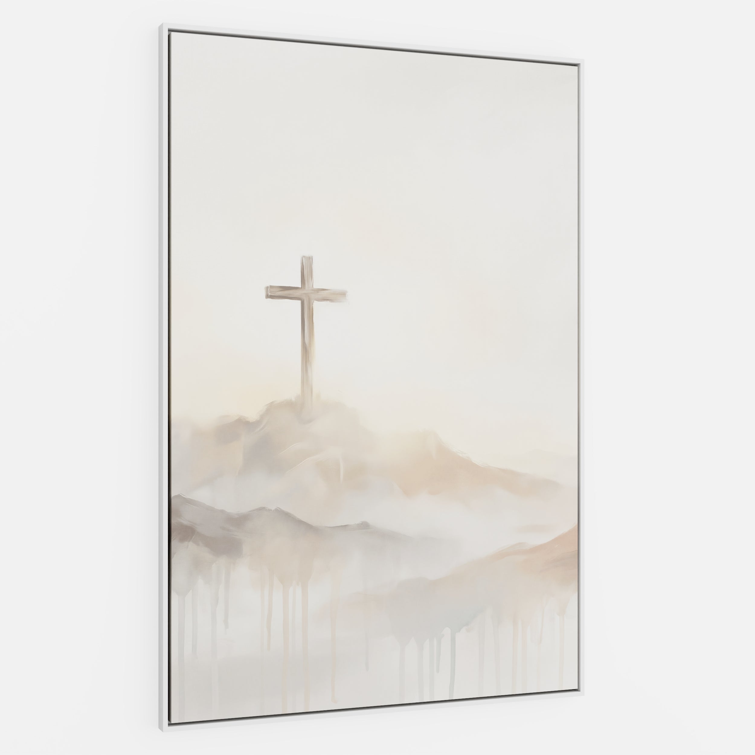 Misty Cross on Mountain - Canvas
