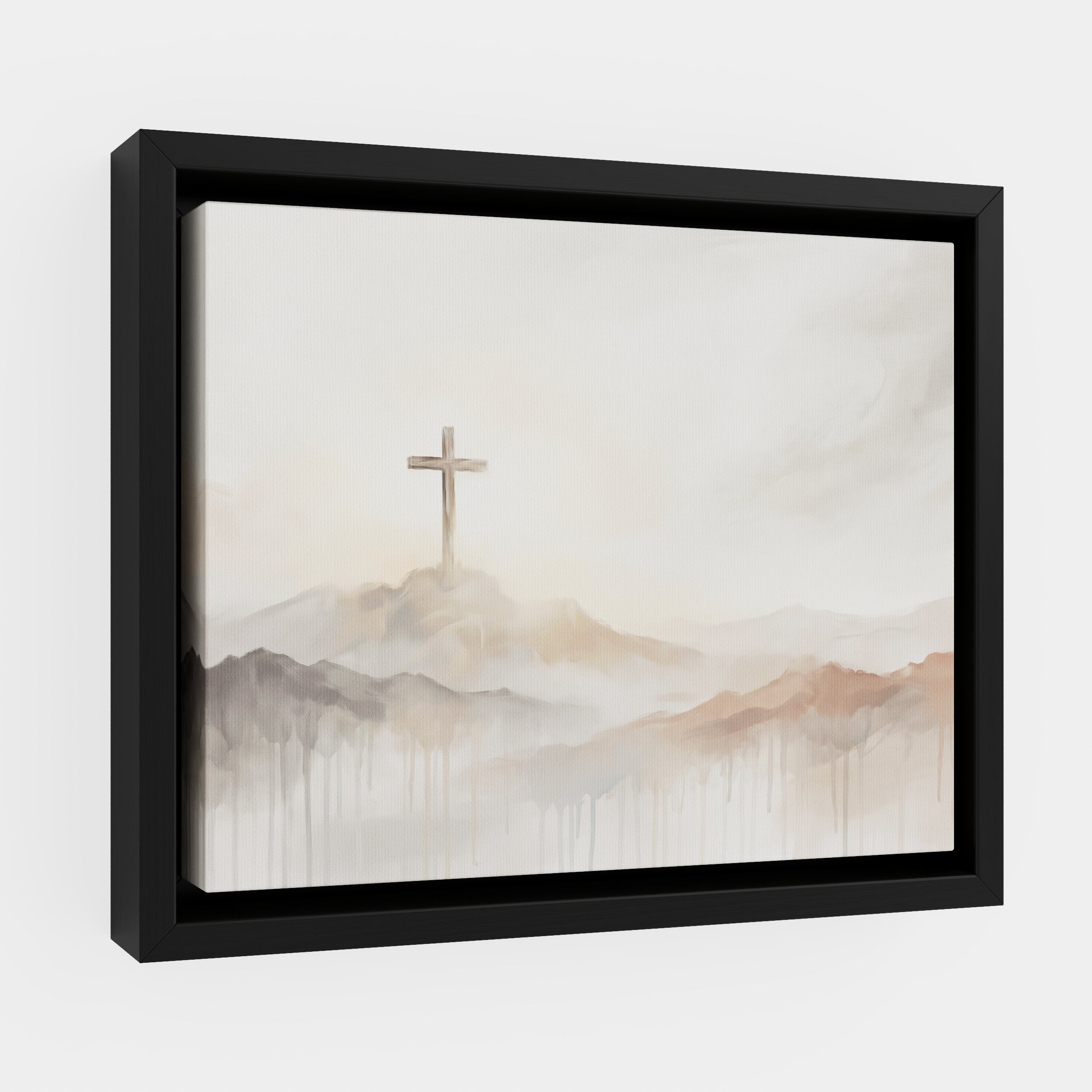 Misty Cross on Mountain - Canvas