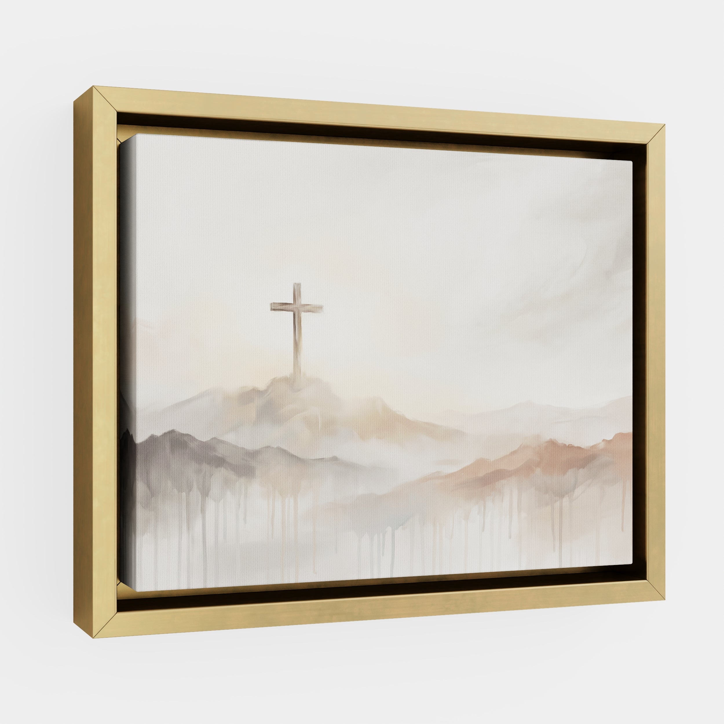 Misty Cross on Mountain - Canvas