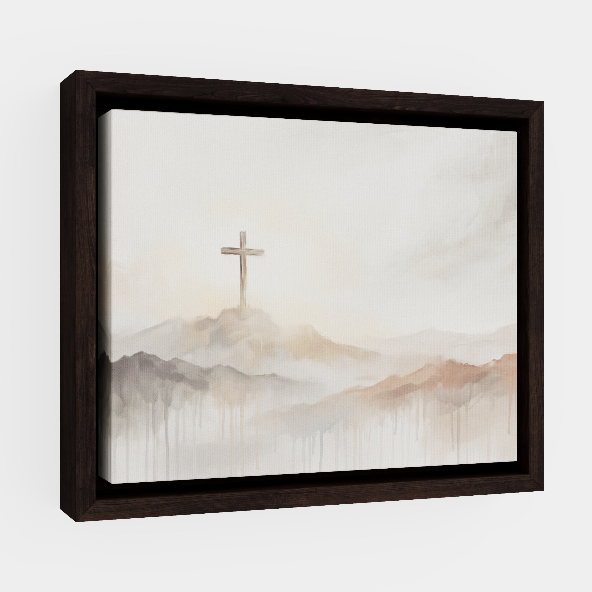 Misty Cross on Mountain - Canvas
