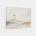 Misty Cross on Mountain - Canvas