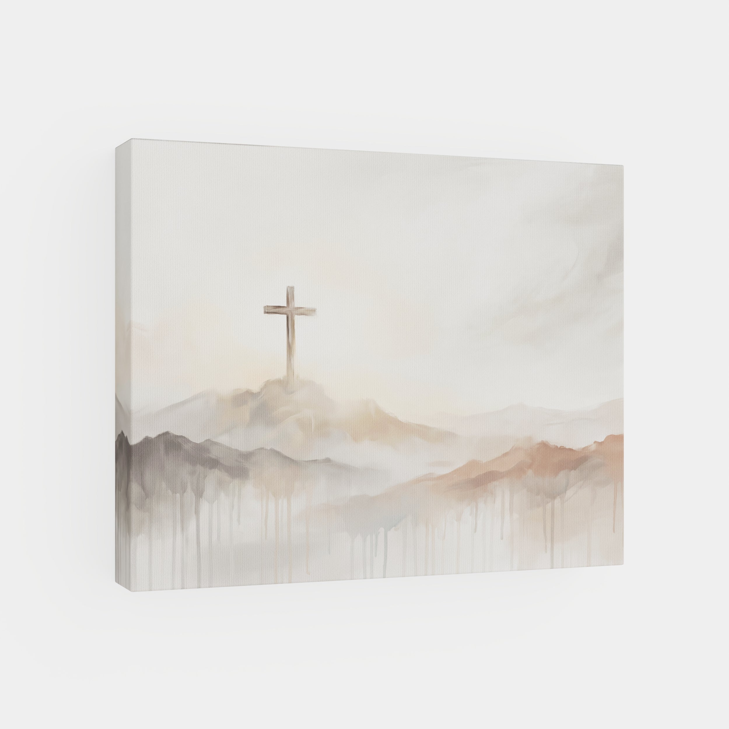 Misty Cross on Mountain - Canvas