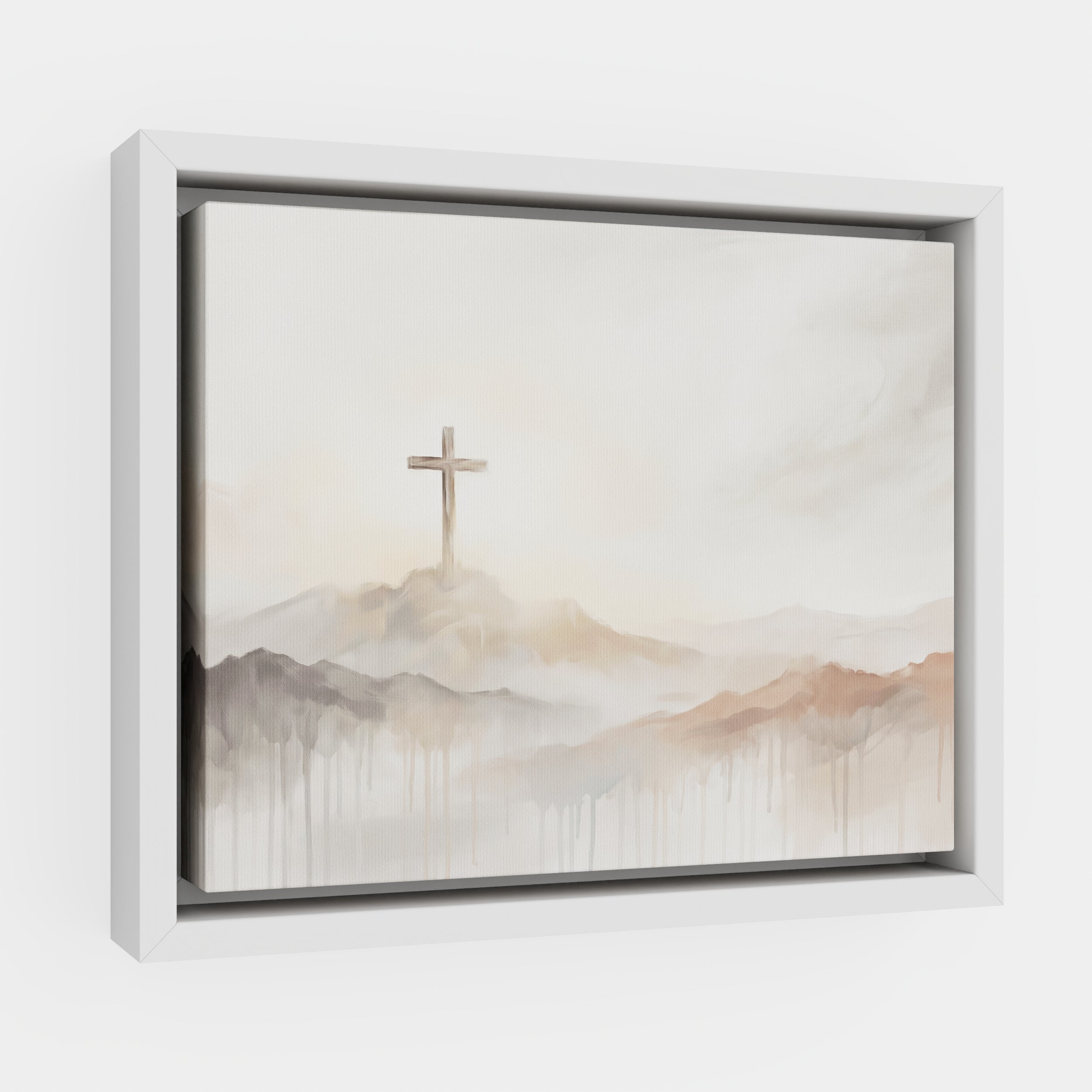 Misty Cross on Mountain - Canvas