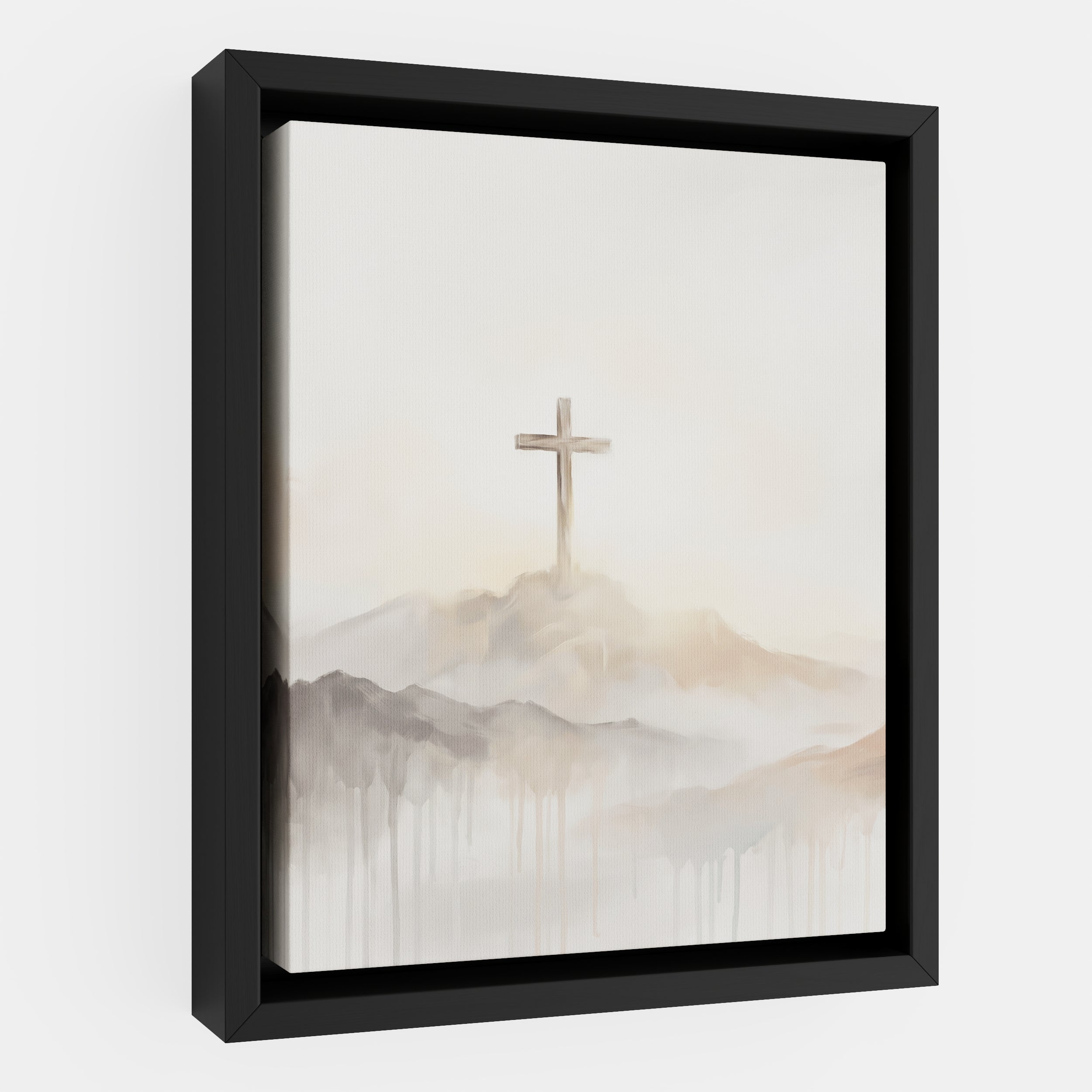 Misty Cross on Mountain - Canvas