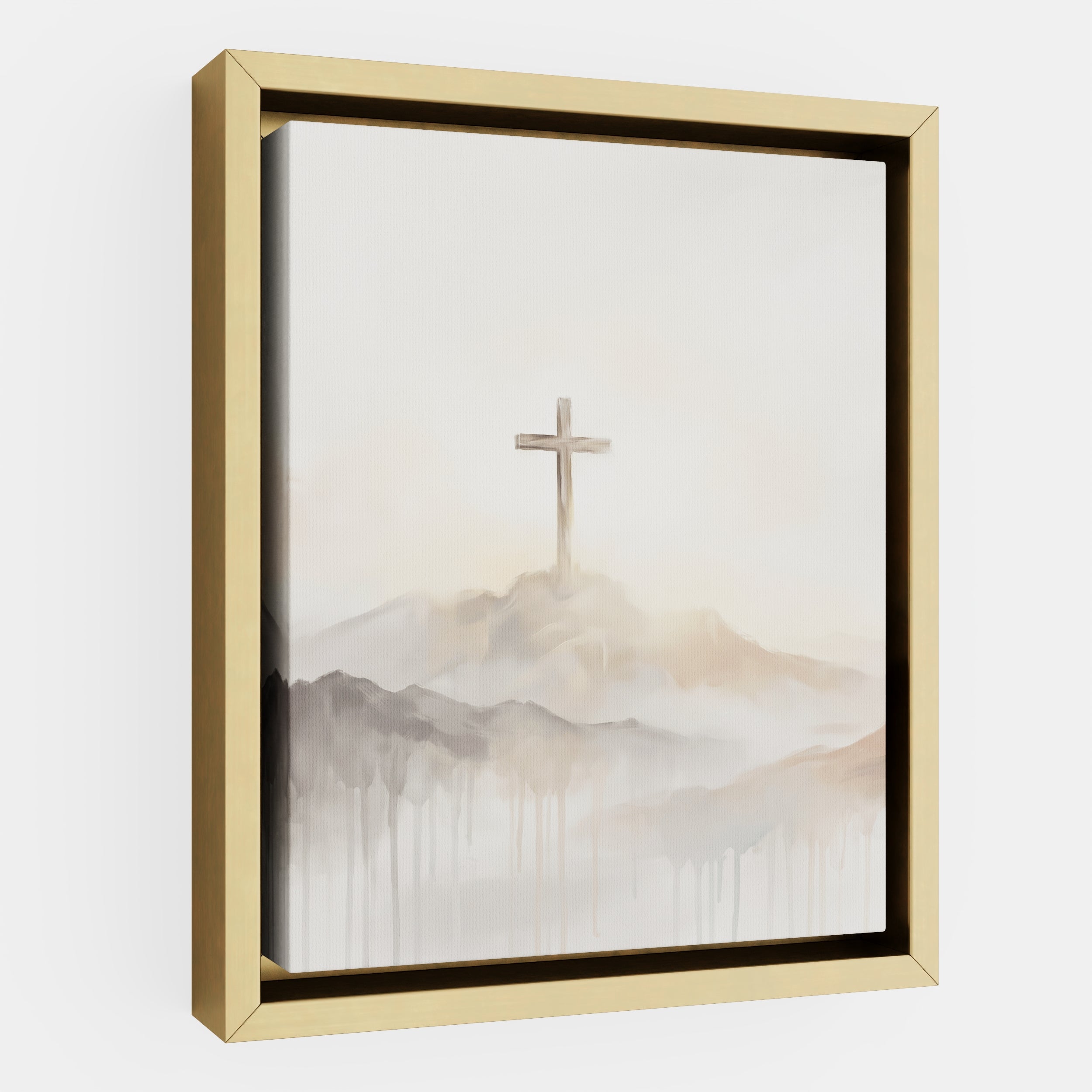 Misty Cross on Mountain - Canvas