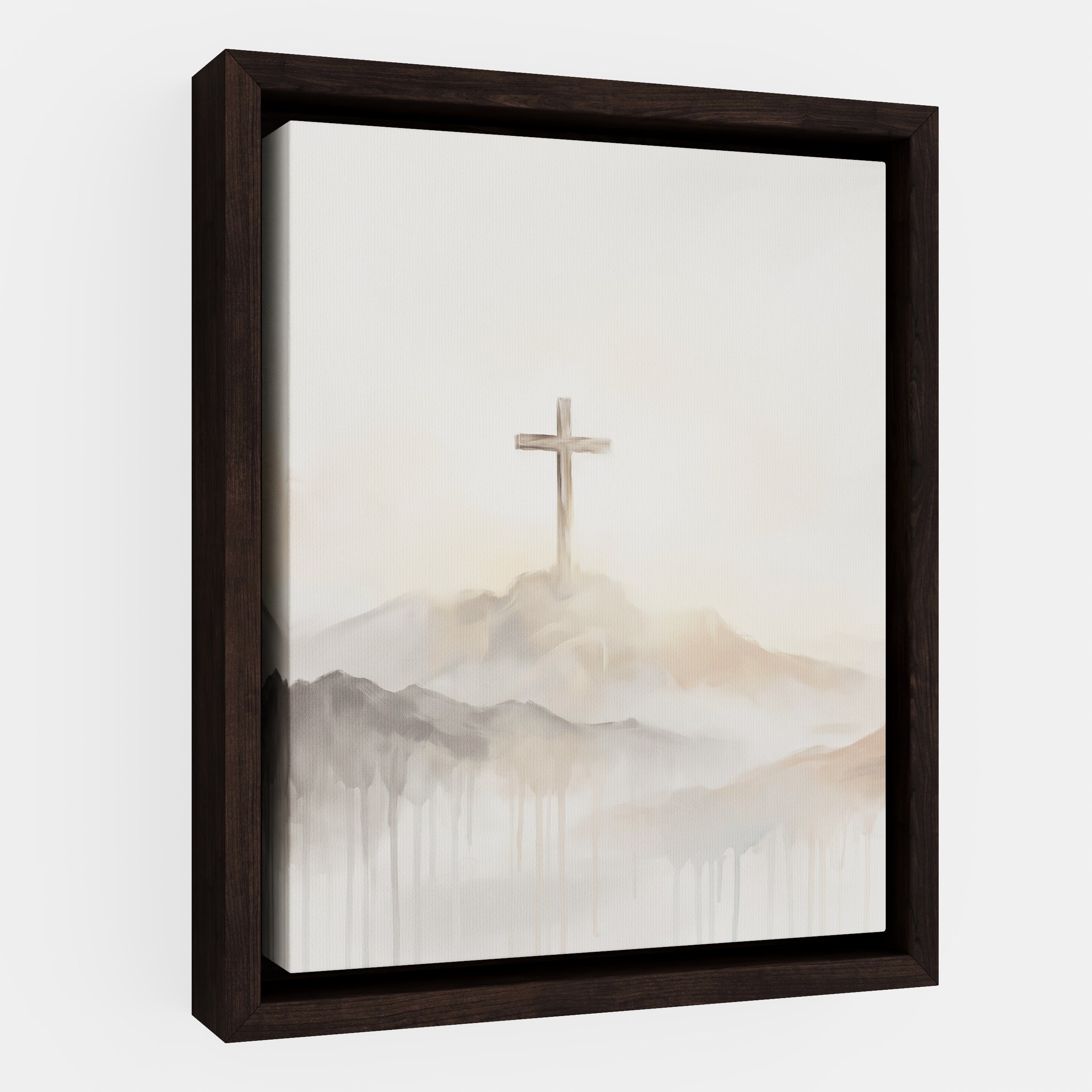 Misty Cross on Mountain - Canvas