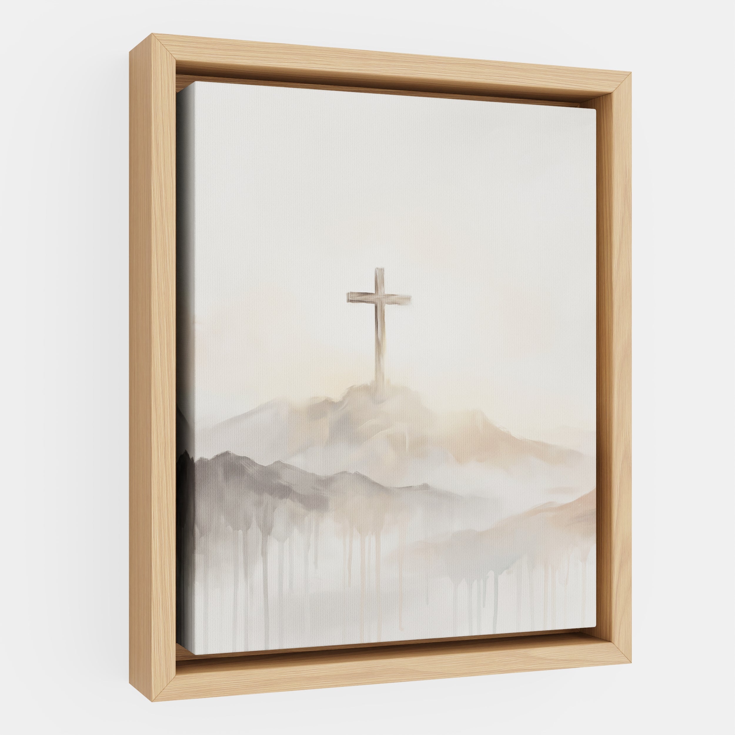 Misty Cross on Mountain - Canvas