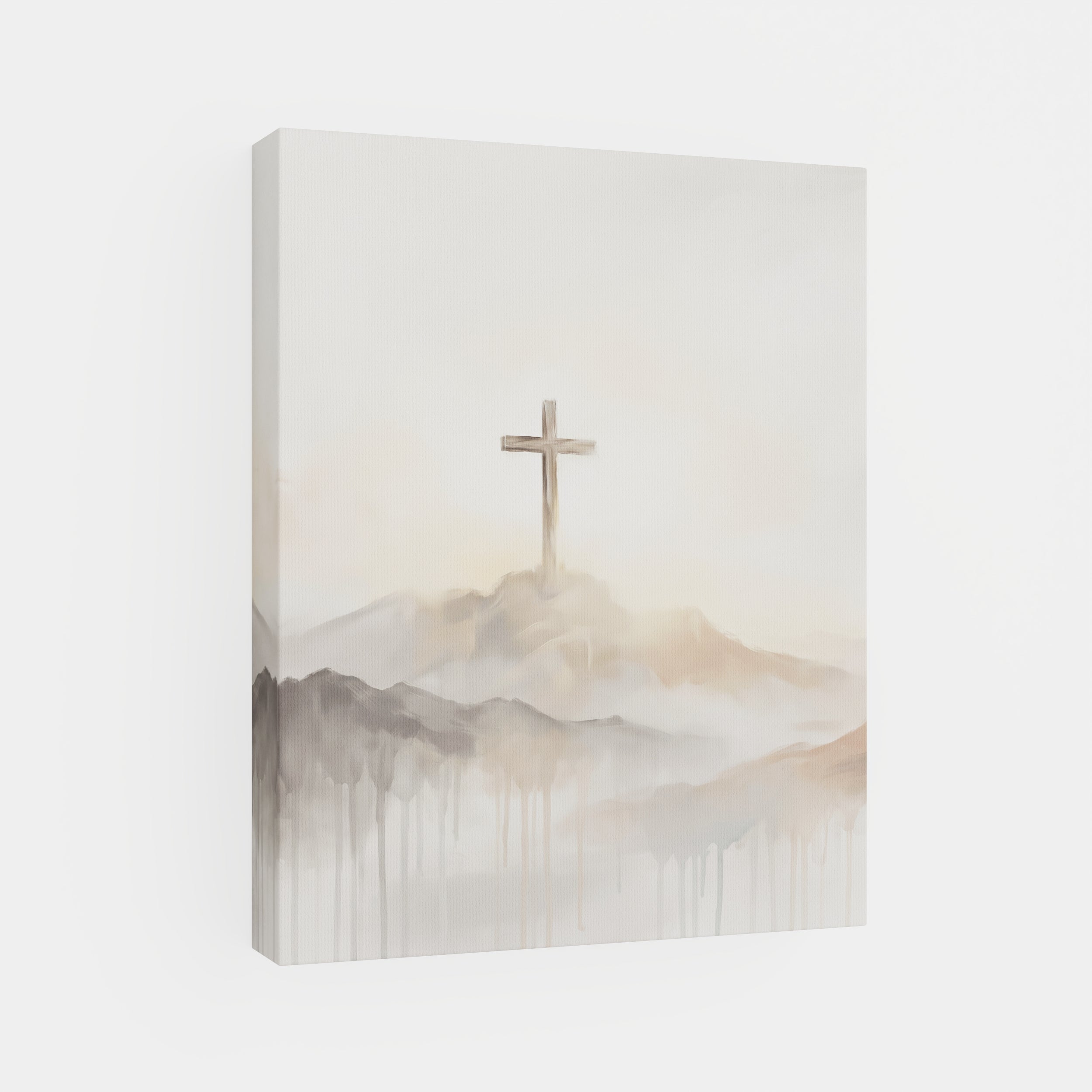 Misty Cross on Mountain - Canvas