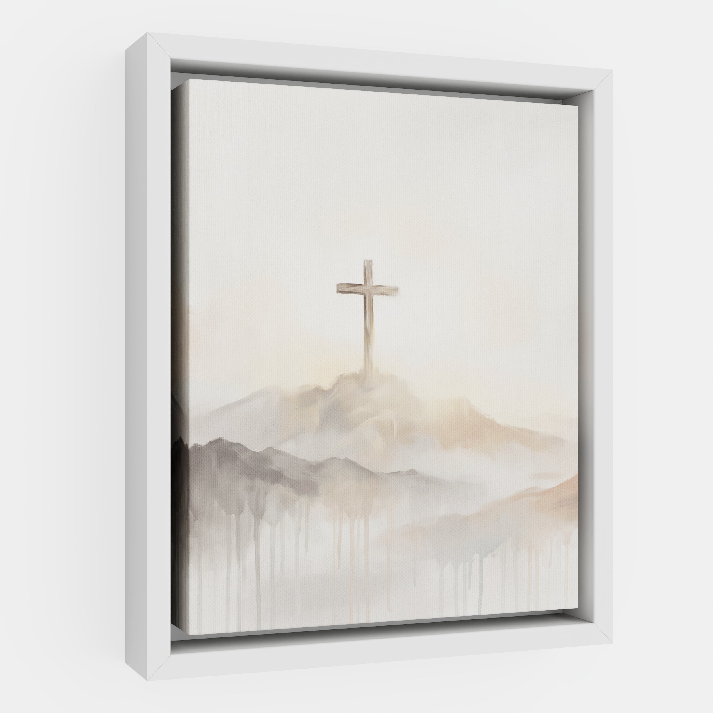 Misty Cross on Mountain - Canvas