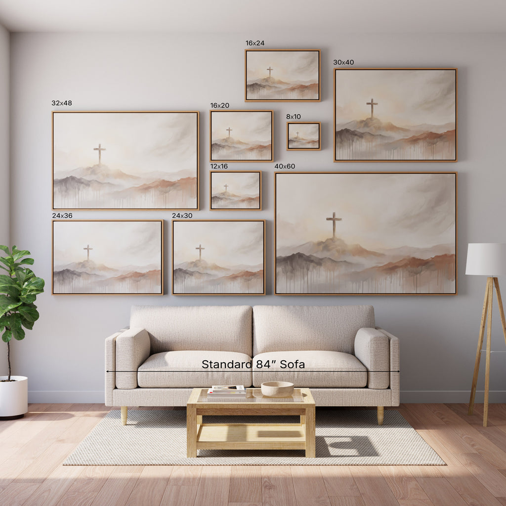 Misty Cross on Mountain - Canvas