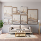 Misty Cross on Mountain - Canvas